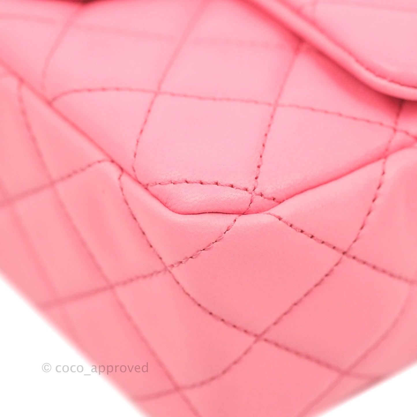 Chanel Mini Rectangular Pearl Crush Quilted Pink Lambskin Aged Gold Hardware
