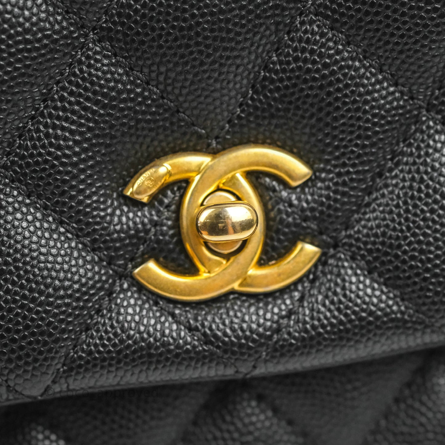 Chanel Small Coco Handle Black Caviar Aged Gold Hardware