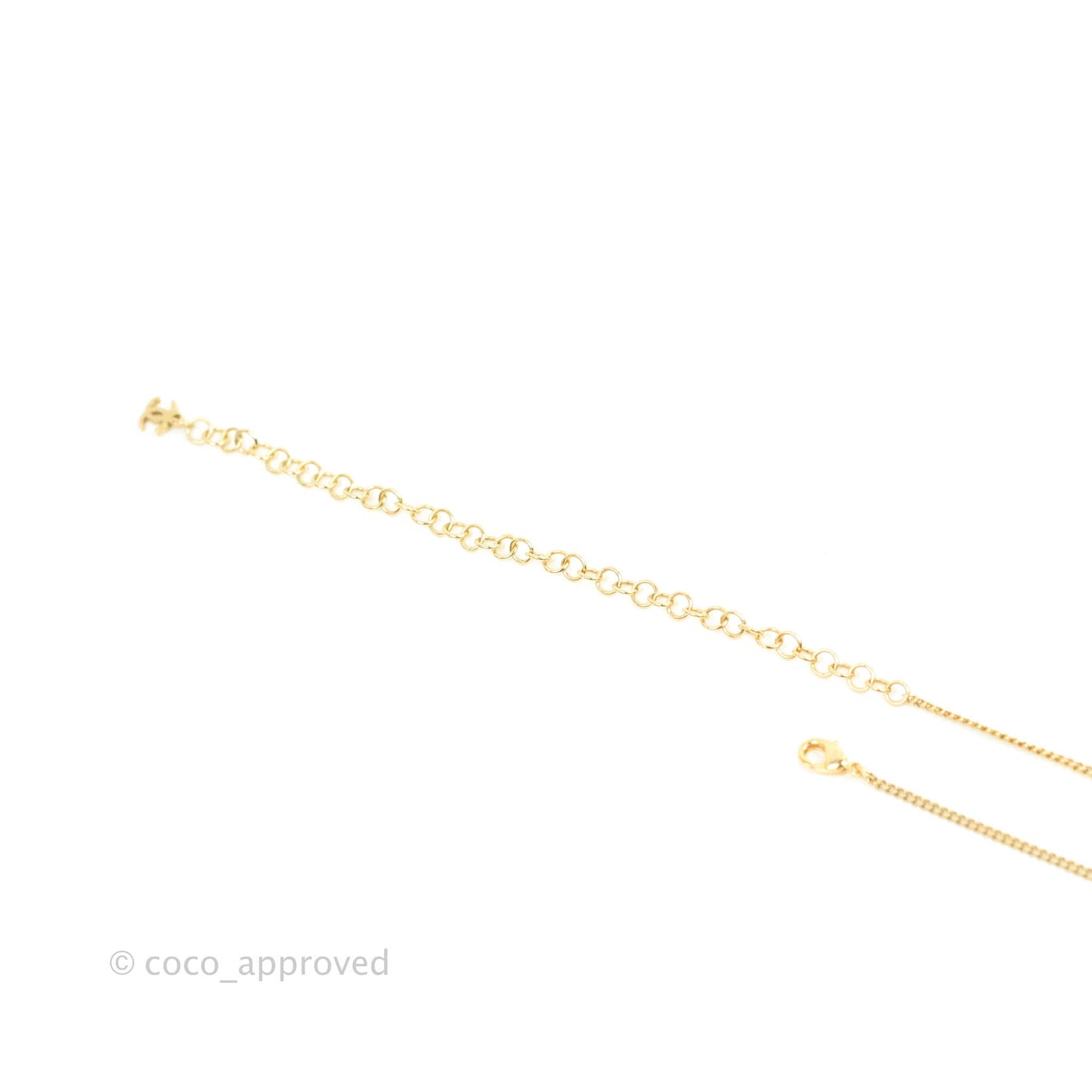 Chanel CC Crystal Pearl Perfume Bottle Necklace Gold Tone 20A