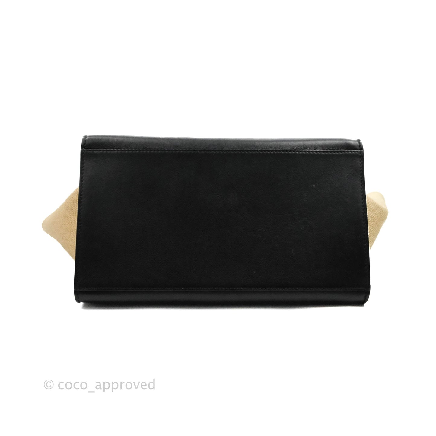 Celine Small Sleek Calfskin Tri-Color Trapeze Ivory Black Raffia