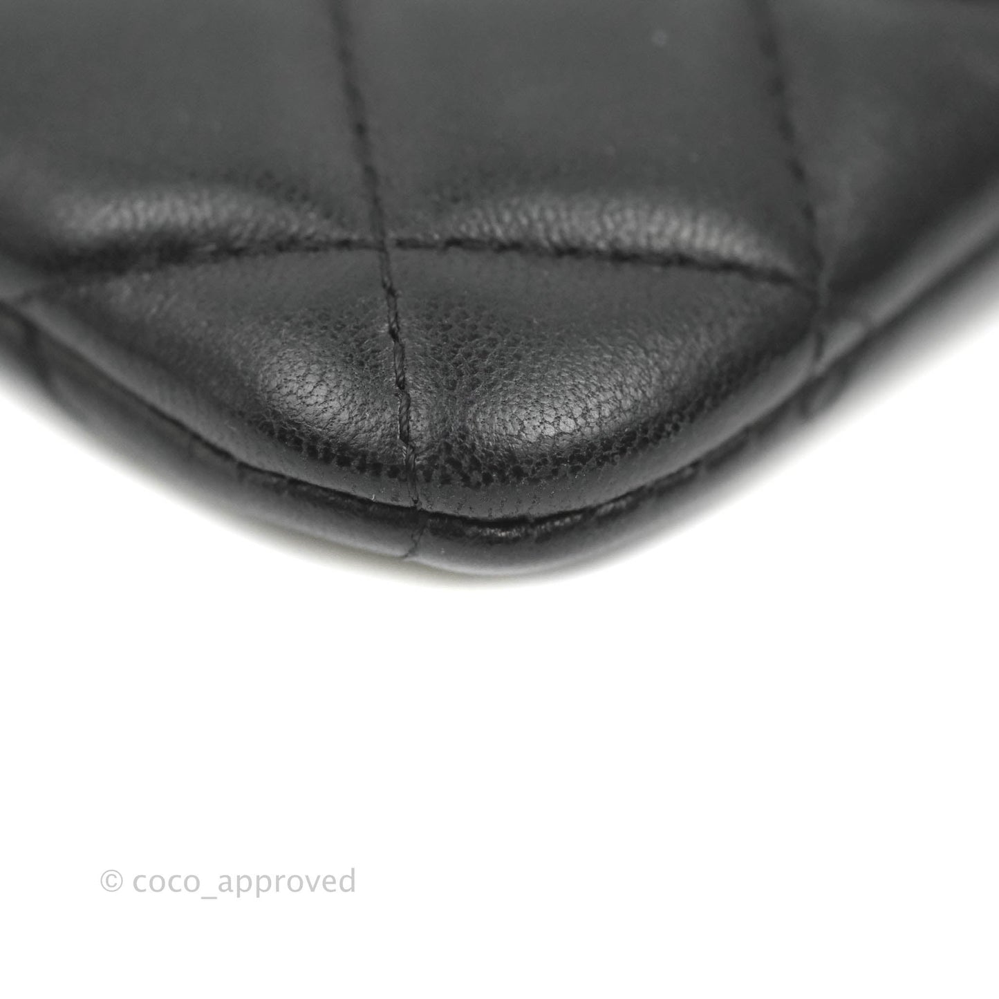 Chanel Quilted Mini O Case Black Lambskin Silver Hardware