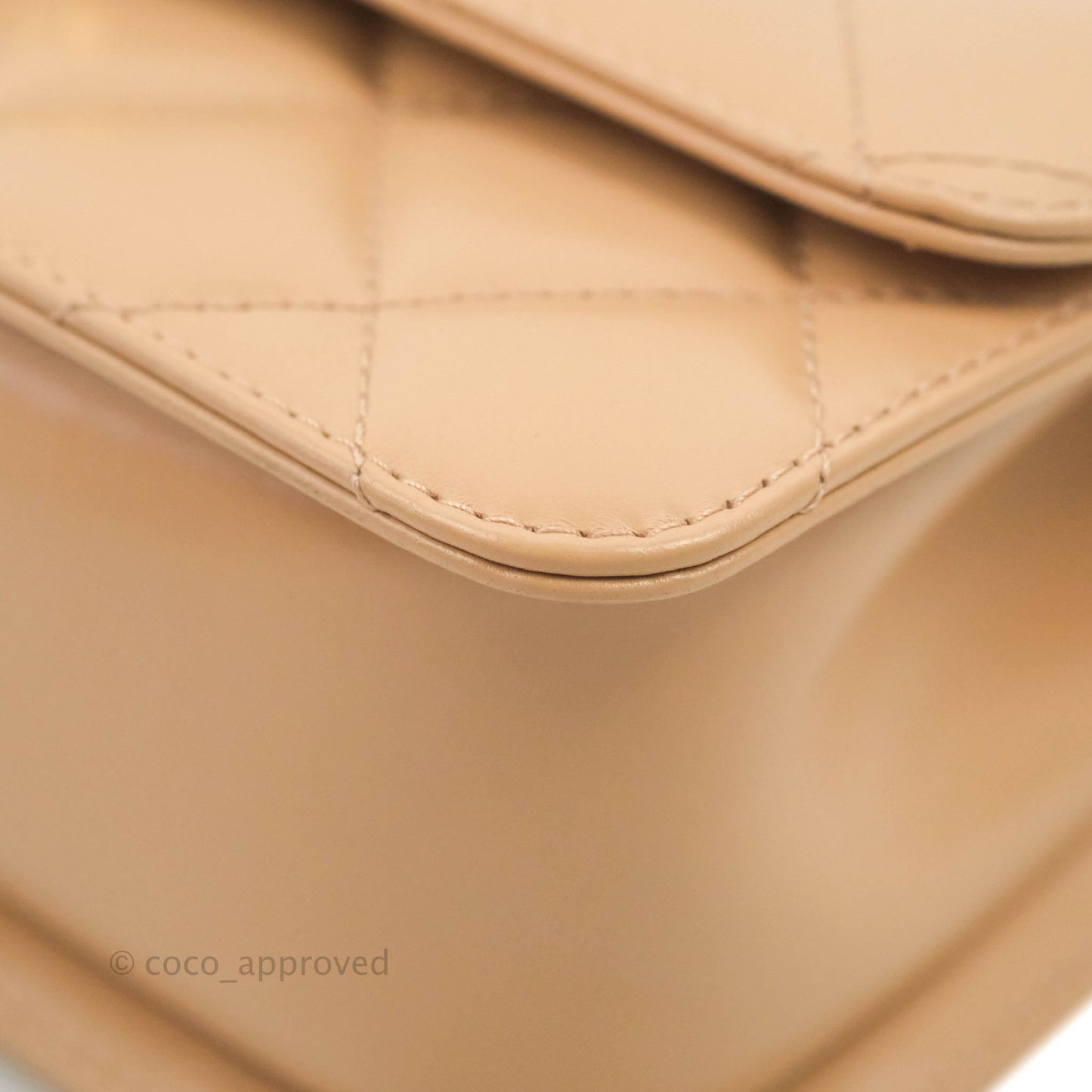 Chanel Quilted Perfect Fit Adjustable Beige Calfskin Gold Hardware 21A