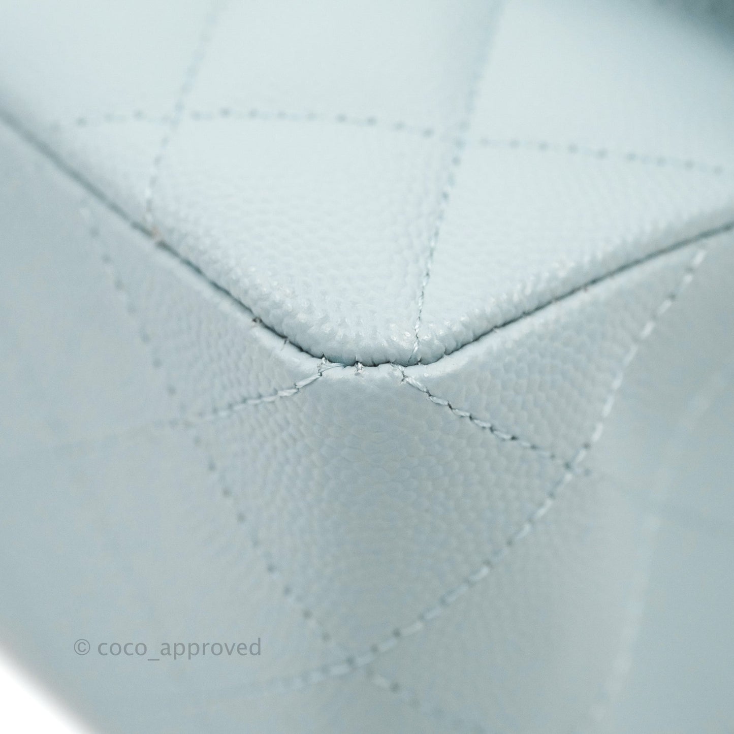 Chanel Small Classic Quilted Flap Light Blue Caviar Gold Hardware