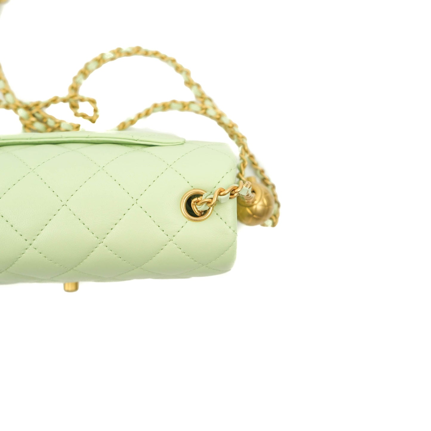 Chanel Mini Rectangular Pearl Crush Avocado Green Lambskin Aged Gold Hardware 22C