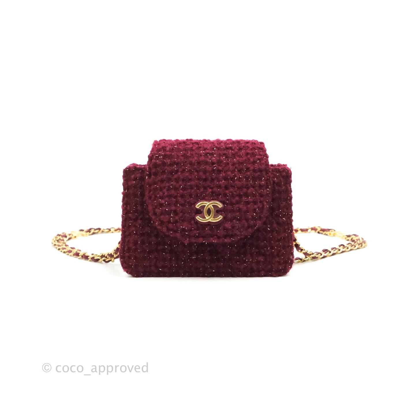 Chanel Clutch With Chain Red Tweed