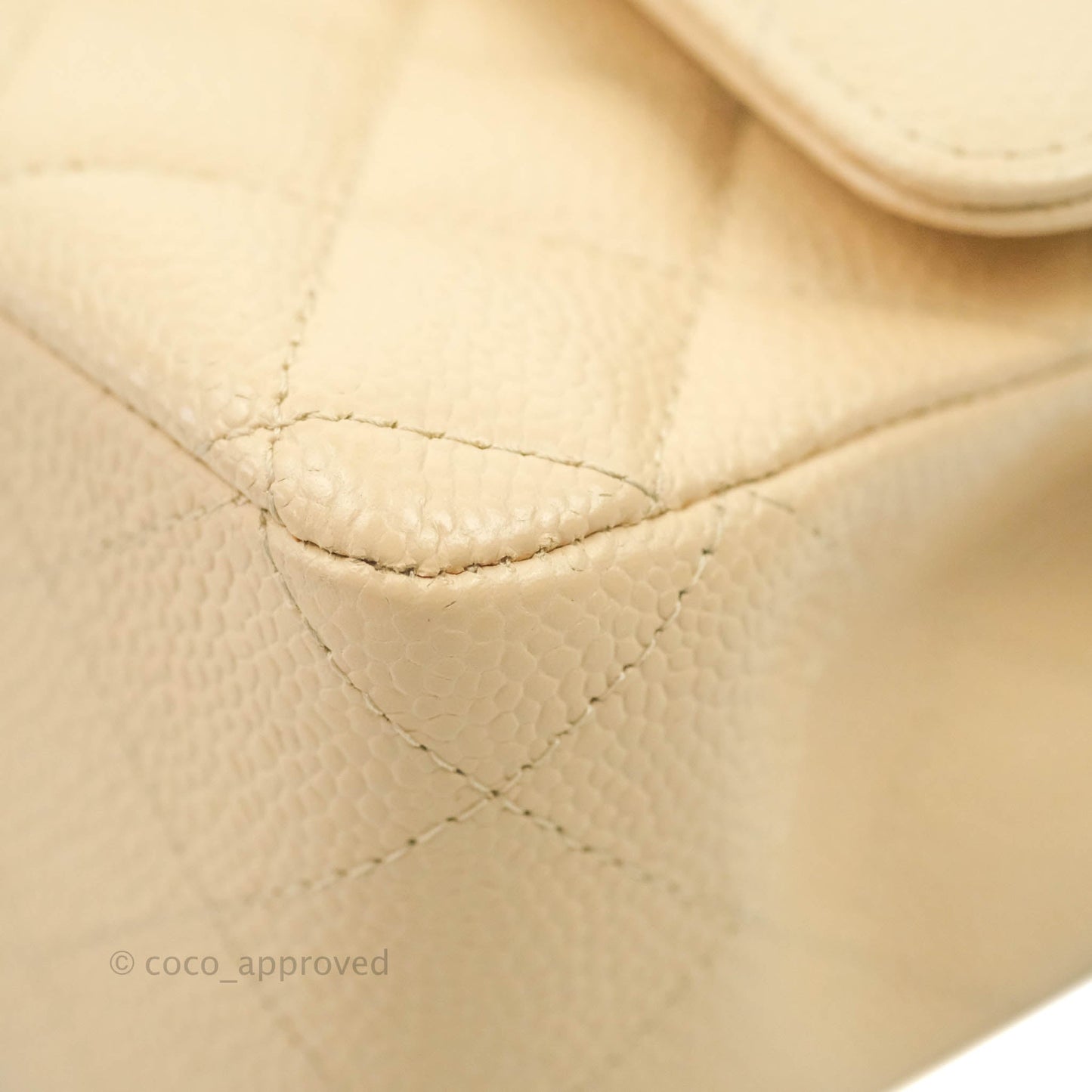 Chanel Classic M/L Medium Flap Quilted Beige Caviar Gold Hardware