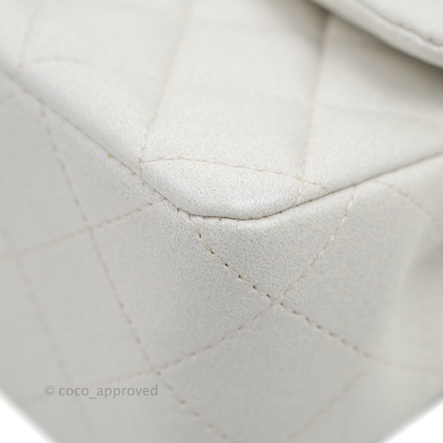 Chanel Top Handle Mini Rectangular Flap Bag Iridescent White Lambskin Aged Gold Hardware