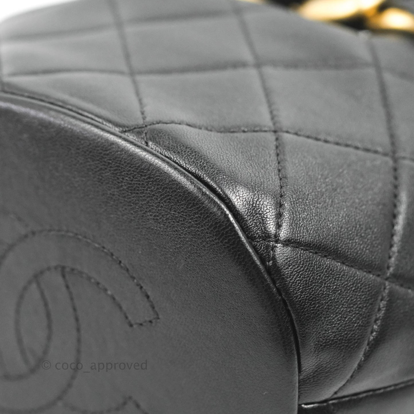 Chanel Small Entwined Chain Drawstring Bucket Bag Black Lambskin Age Gold Hardware
