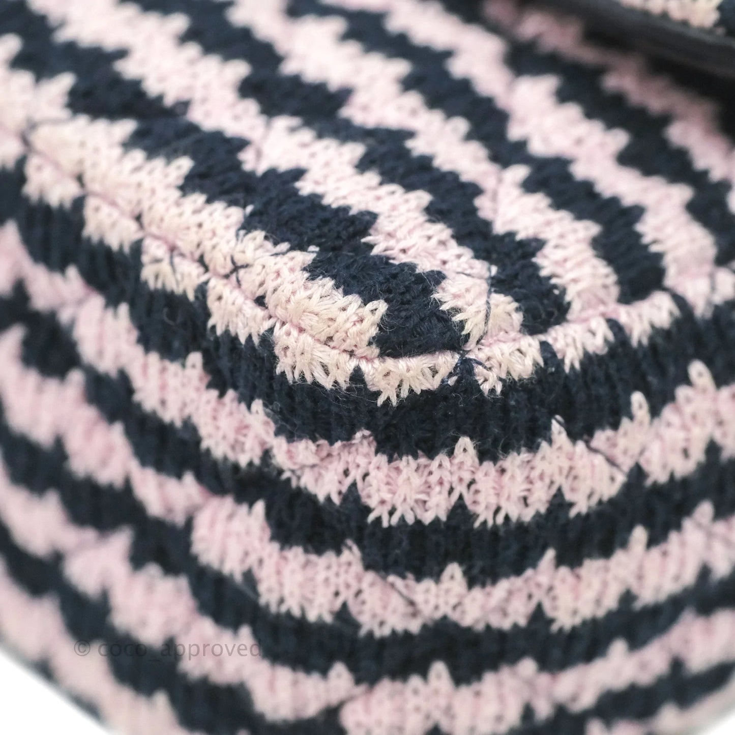 Chanel Mini Rectangular Flap Bag Navy Pink Striped Tweed Silver Hardware