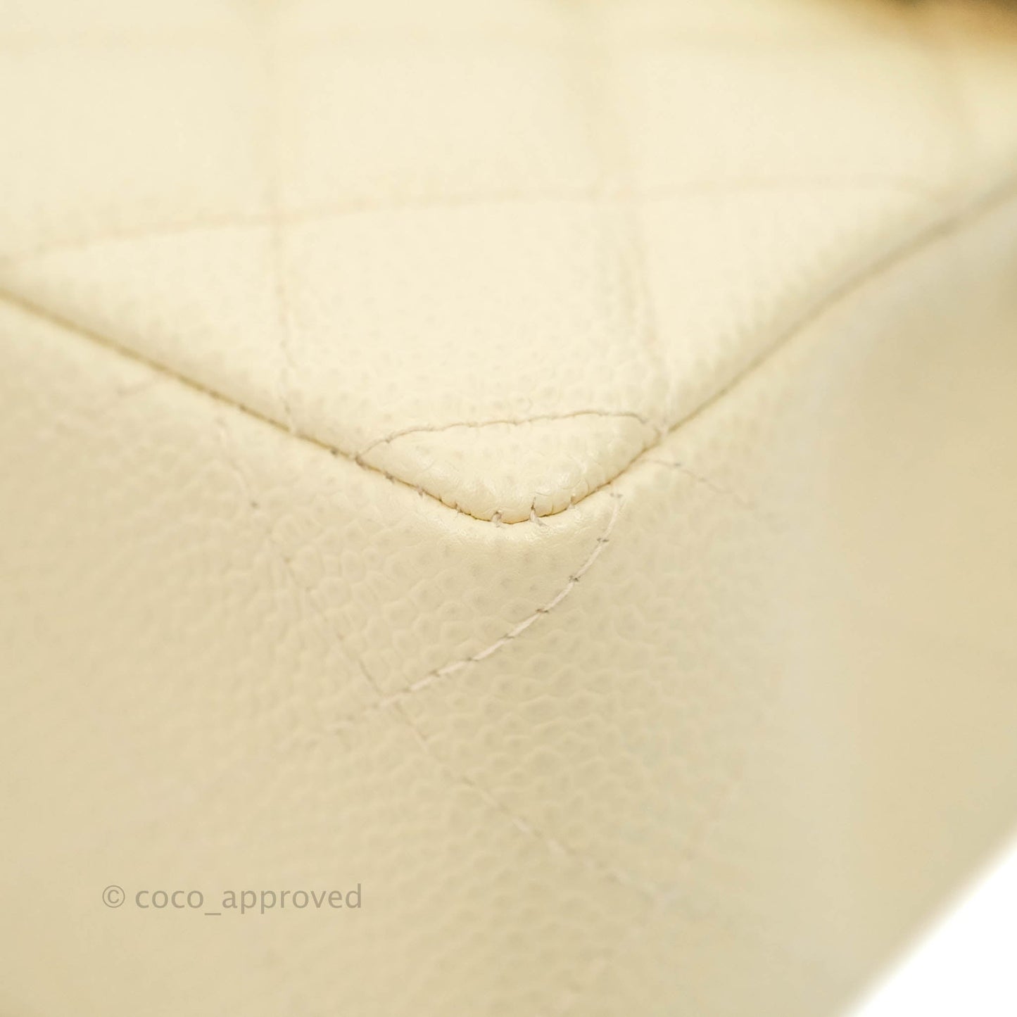 Chanel Vintage Quilted Mini Square Flap Pale Beige Caviar Silver Hardware