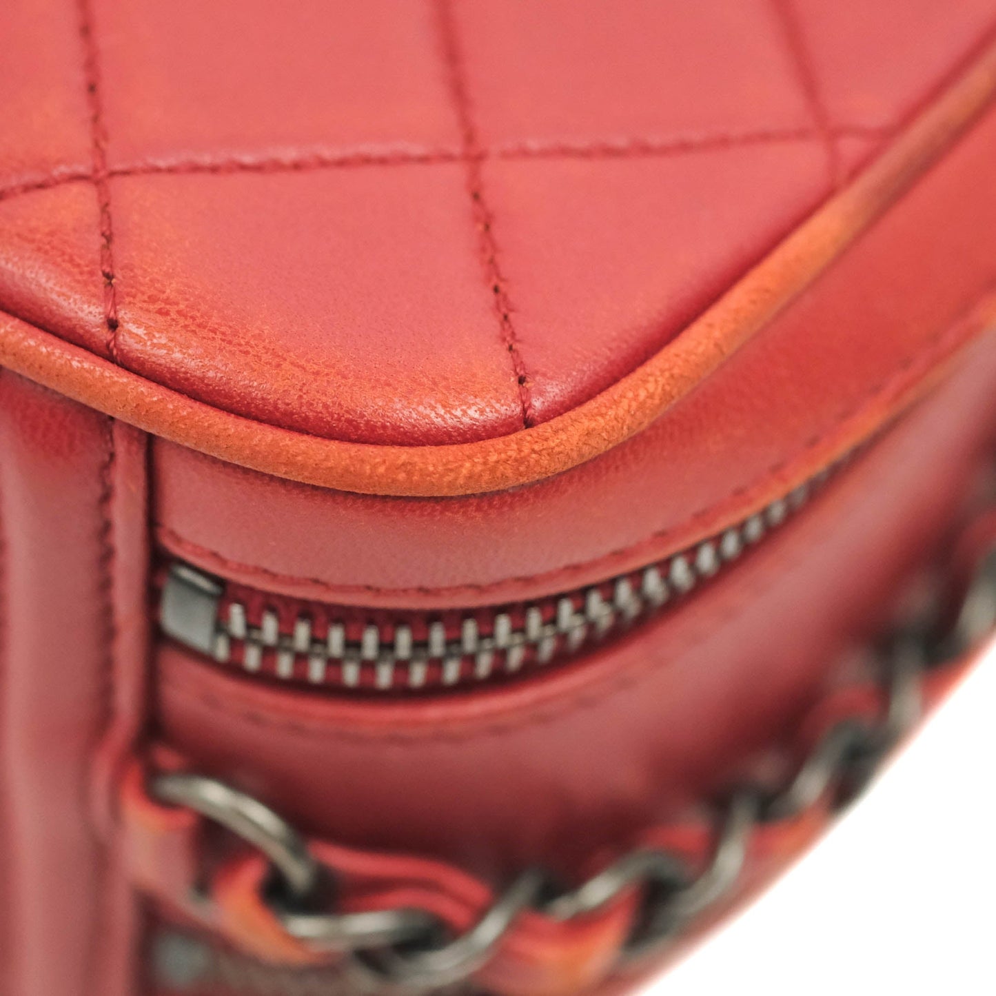 Chanel Quilted Crossbody Camera Bag Red Lambskin Ruthenium Hardware