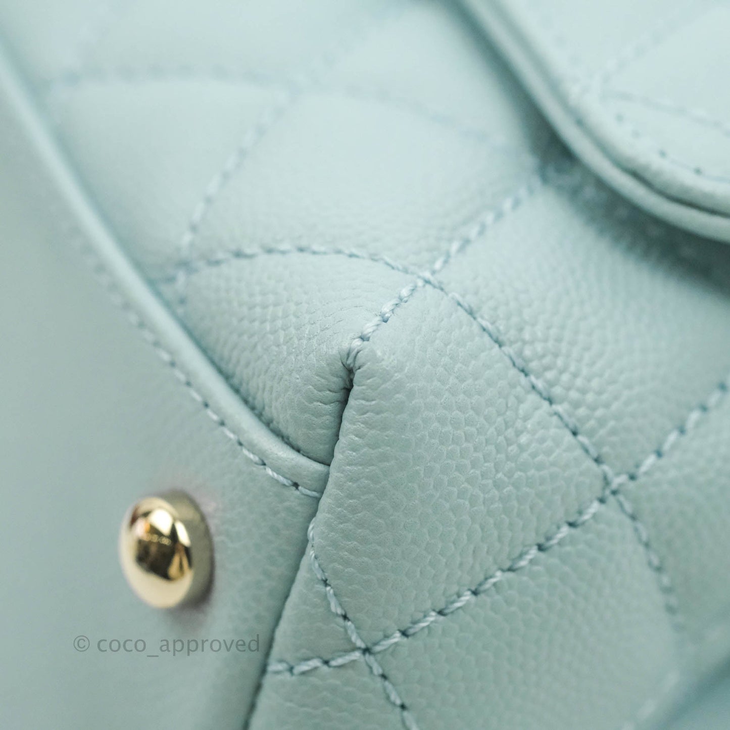 Chanel Mini Coco Handle Quilted Light Blue Caviar Gold Hardware