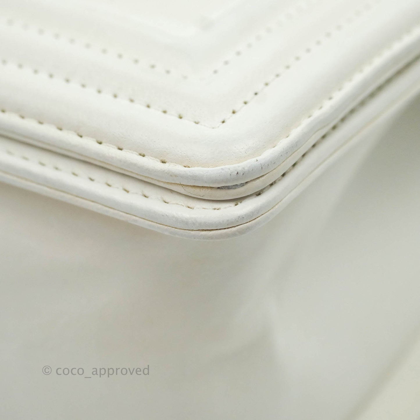Chanel Quilted Medium Boy Flap Iridescent Chevron White Lambskin Silver Hardware