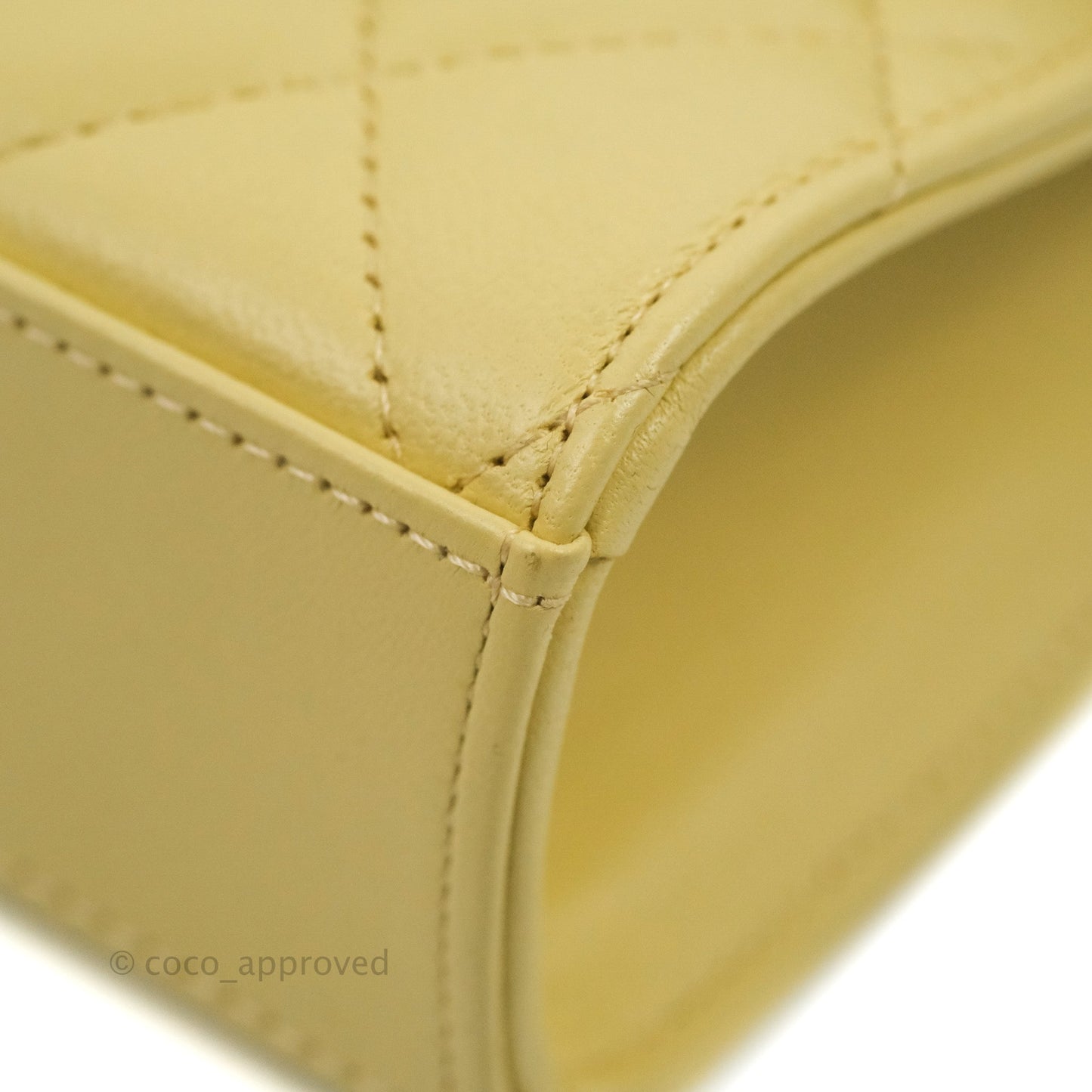 Chanel Mini Handle Clutch With Chain Yellow Lambskin Gold Hardware