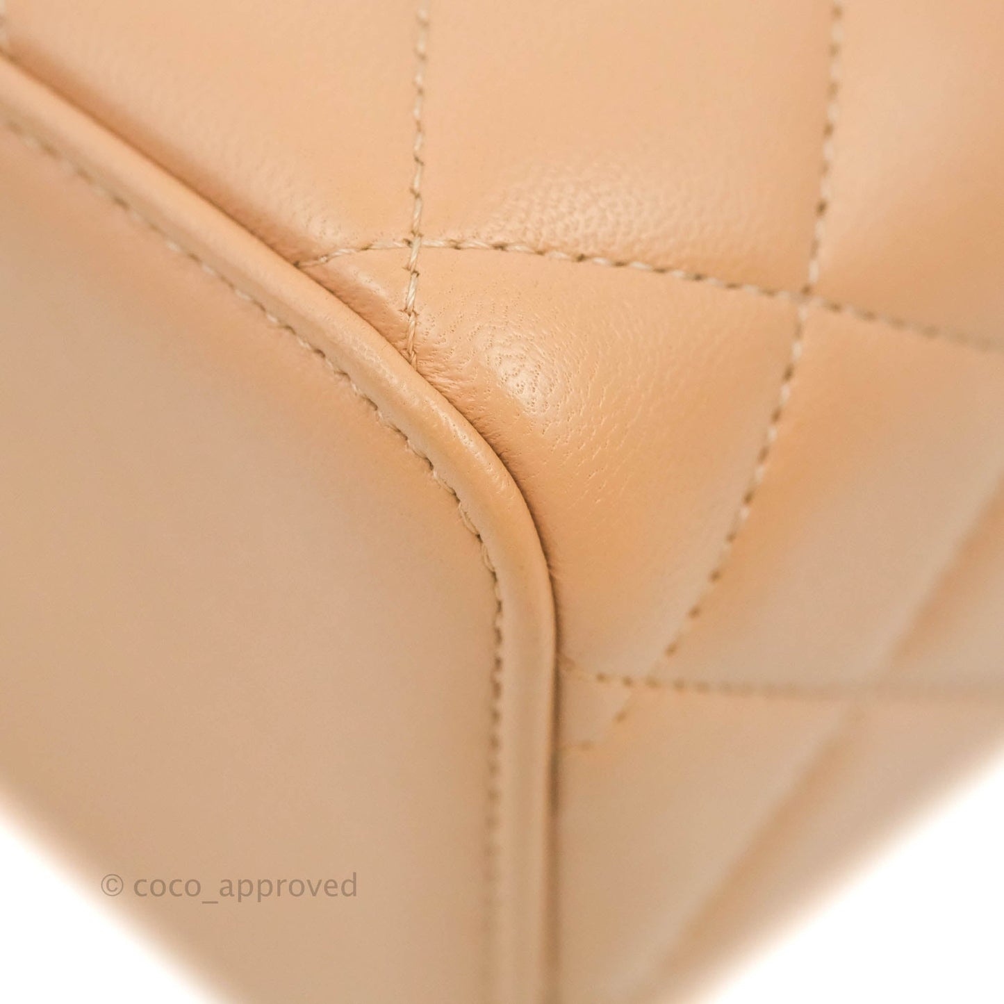 Chanel Vanity Rectangular Top Handle Beige Lambskin Aged Gold Hardware