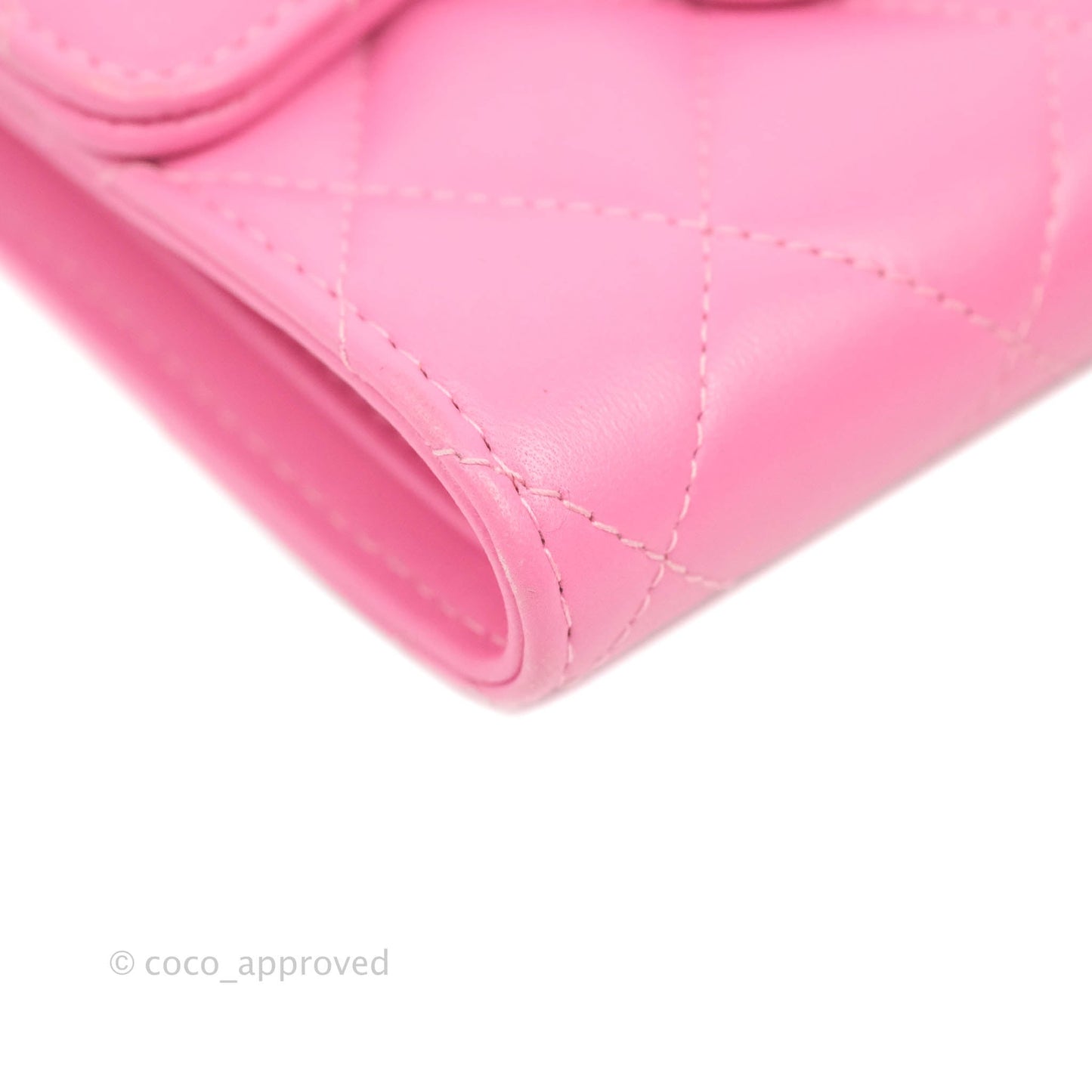 Chanel Classic Flap Wallet Pink Lambskin Silver Hardware