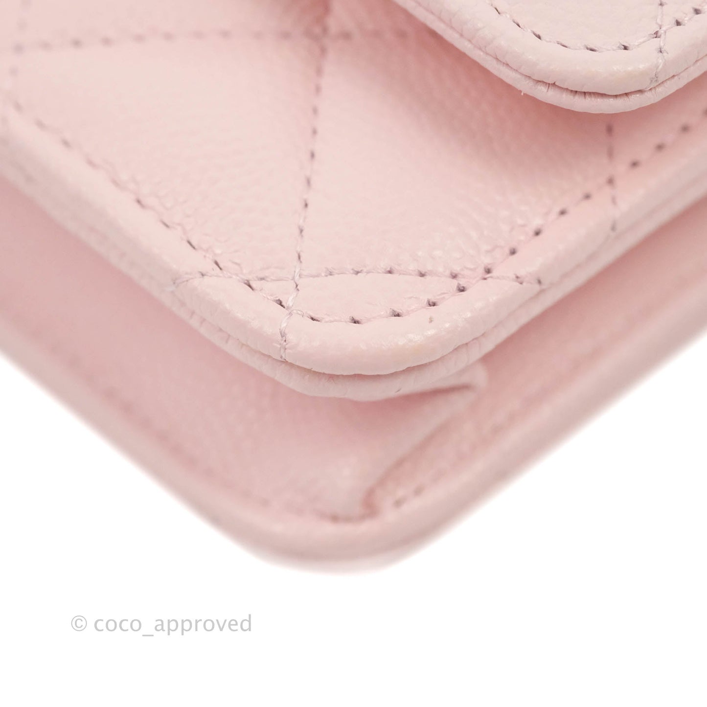 Chanel Quilted Classic Wallet on Chain WOC Light Pink Caviar Gold Hardware 22S