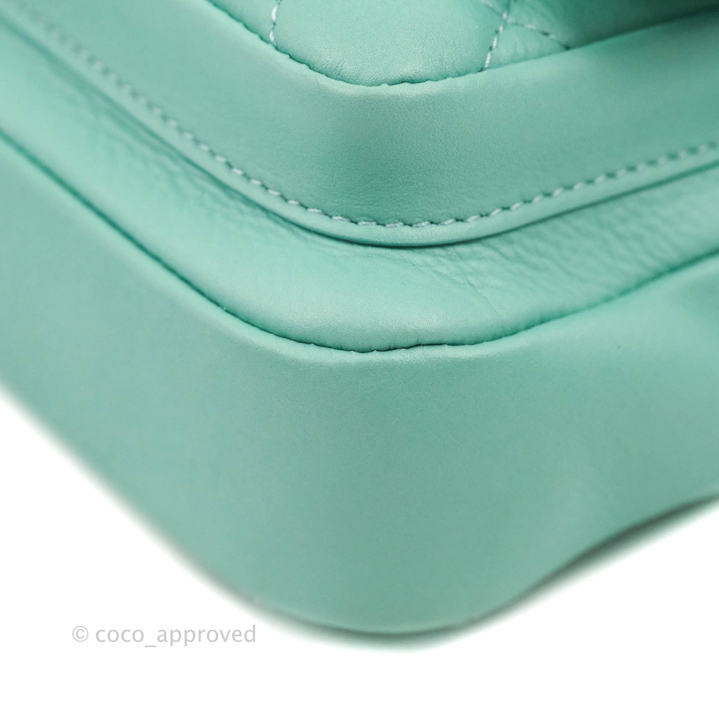 Chanel Quilted Small Day Trip Tiffany Blue Green Lambskin Aged Gold Hardware