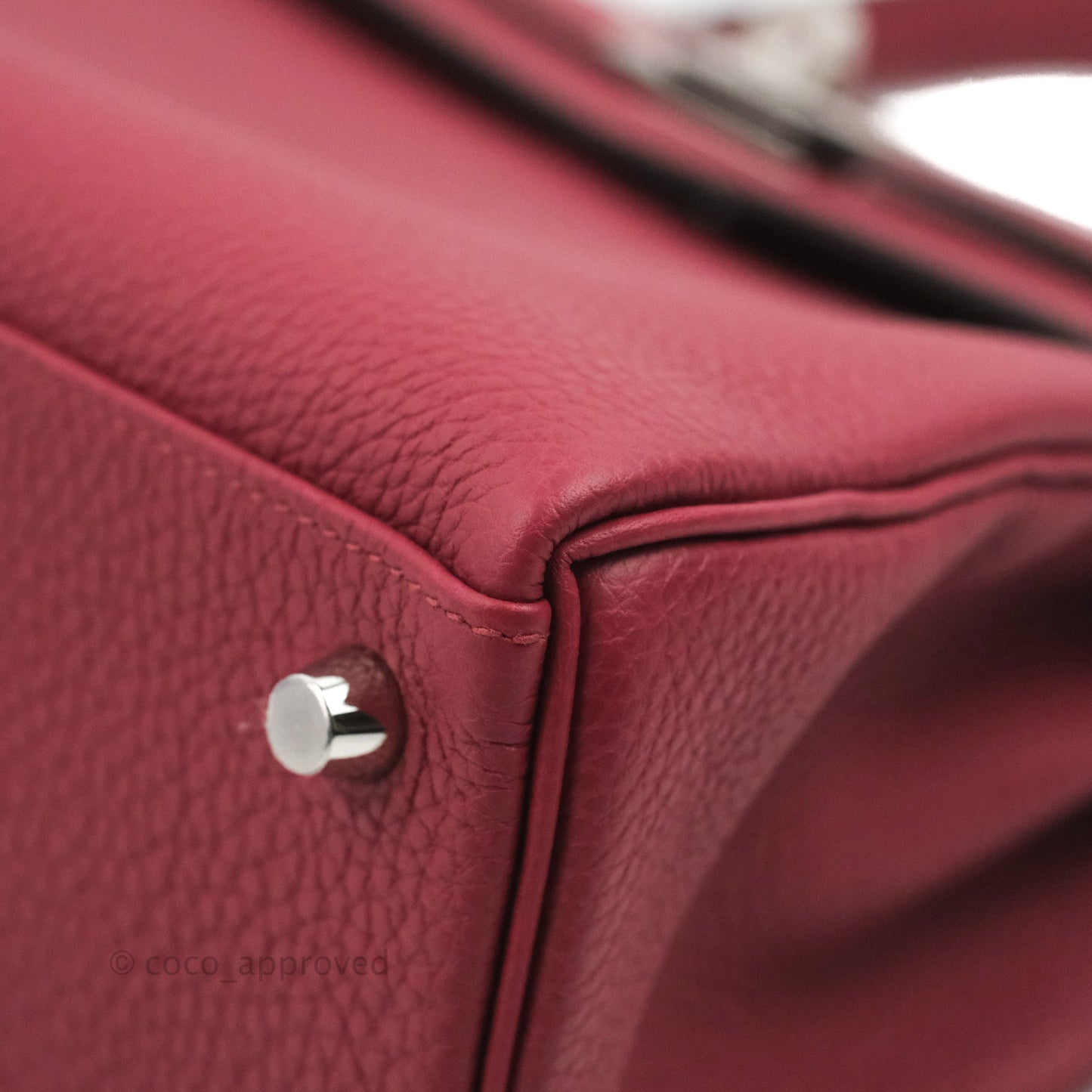DM/email us to purchase - Hermes Kelly Retourne 25 Togo Rouge Grenat K1 Palladium Hardware