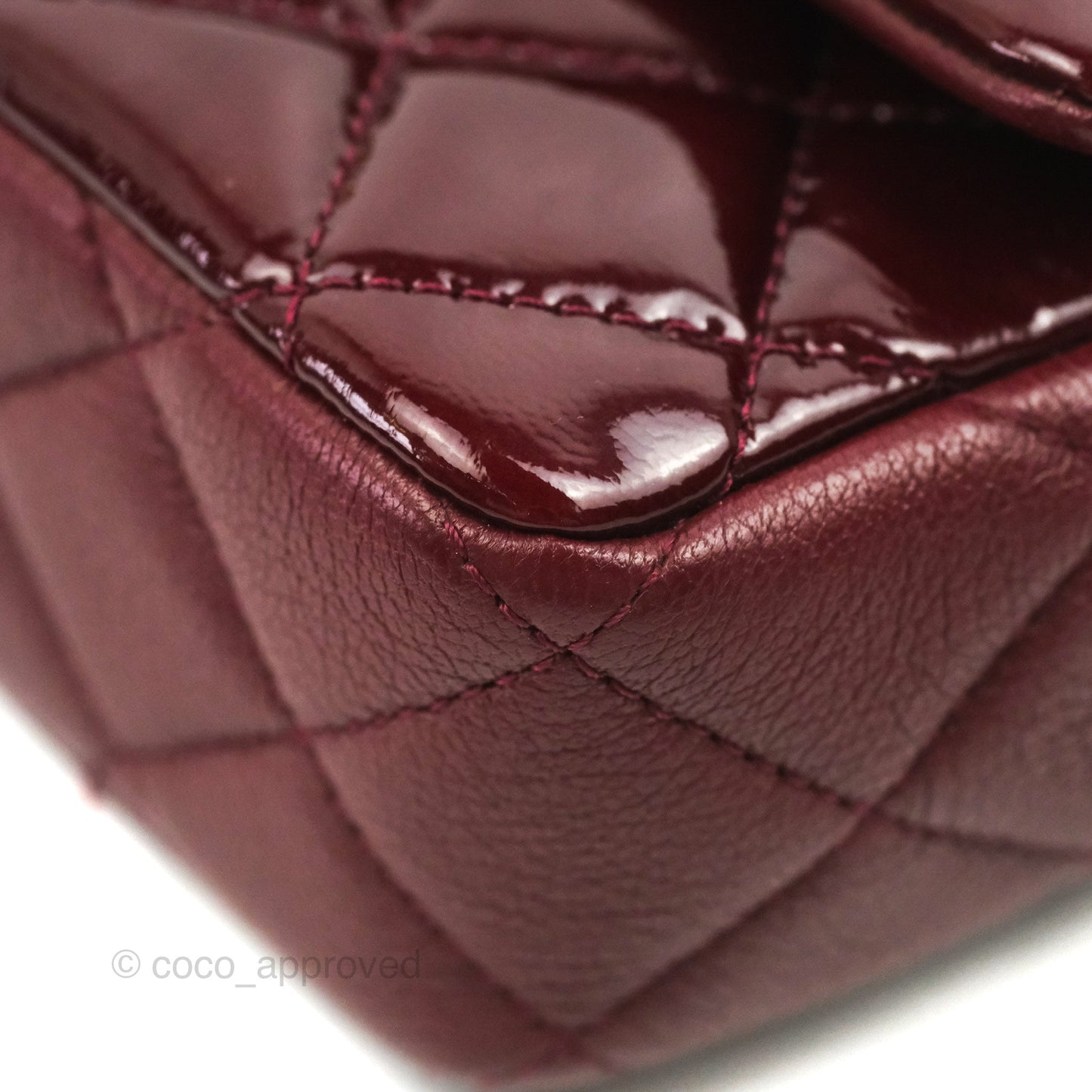 Chanel Quilted CC Eyelet Flap Burgundy Patent Goatskin Antique Gold Hardware