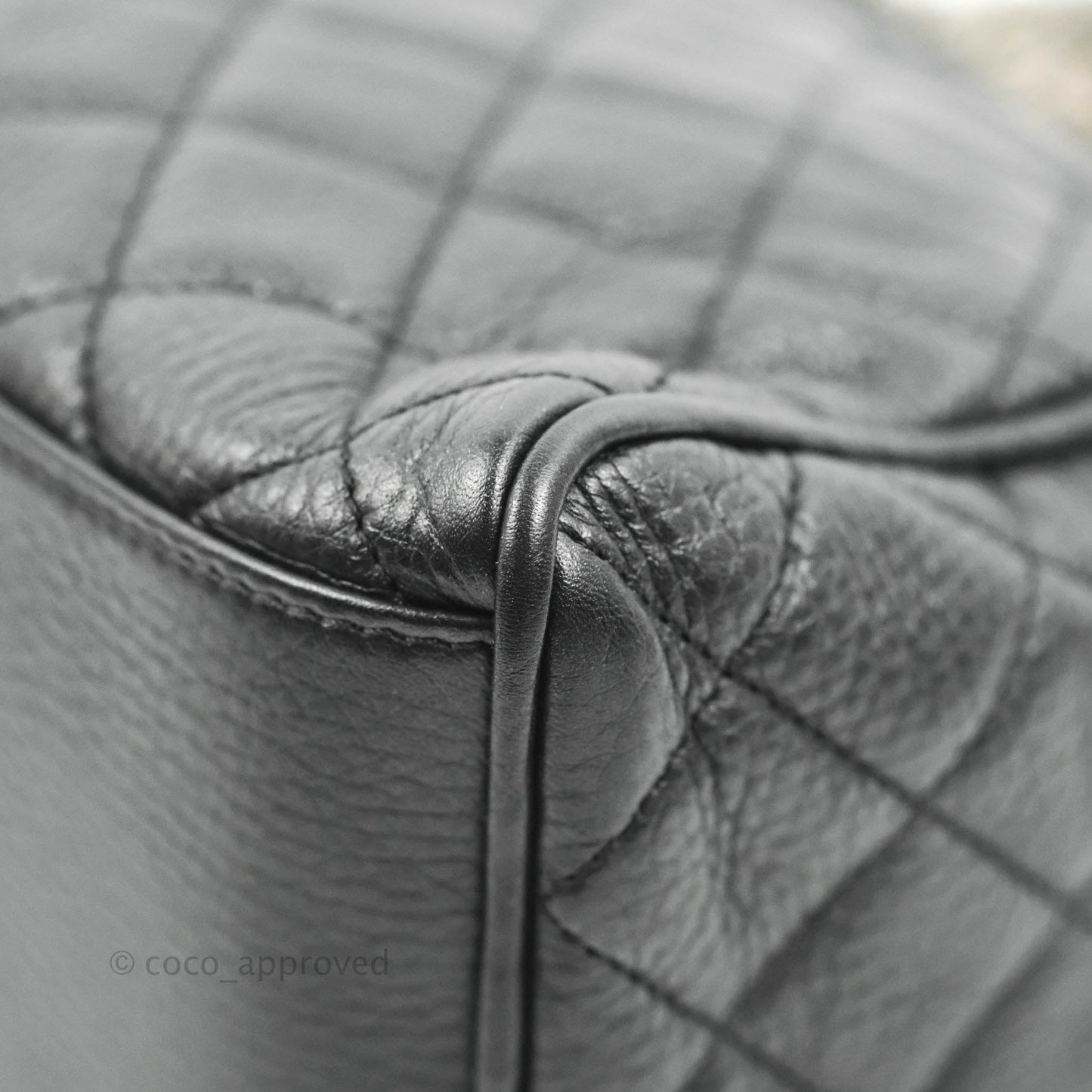 Chanel Quilted Airline Bowling Bag with Handle Black Calfskin Ruthenium Hardware