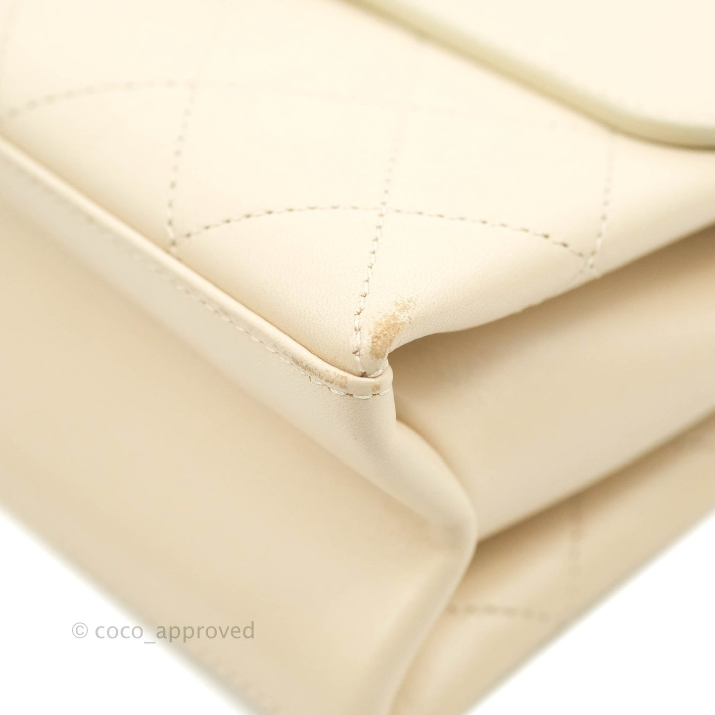 Chanel Small Flat Quilted Coco Luxe Flap Bag Light Beige Aged Gold Hardware