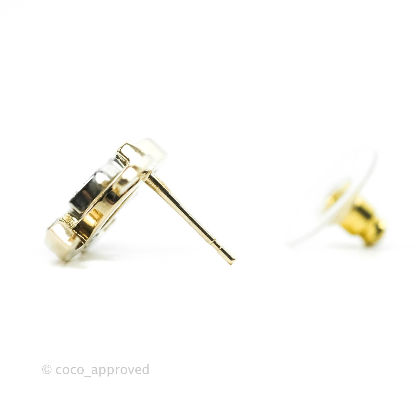 Chanel Double Crystal CC Earrings Silver & Gold Tone 21A