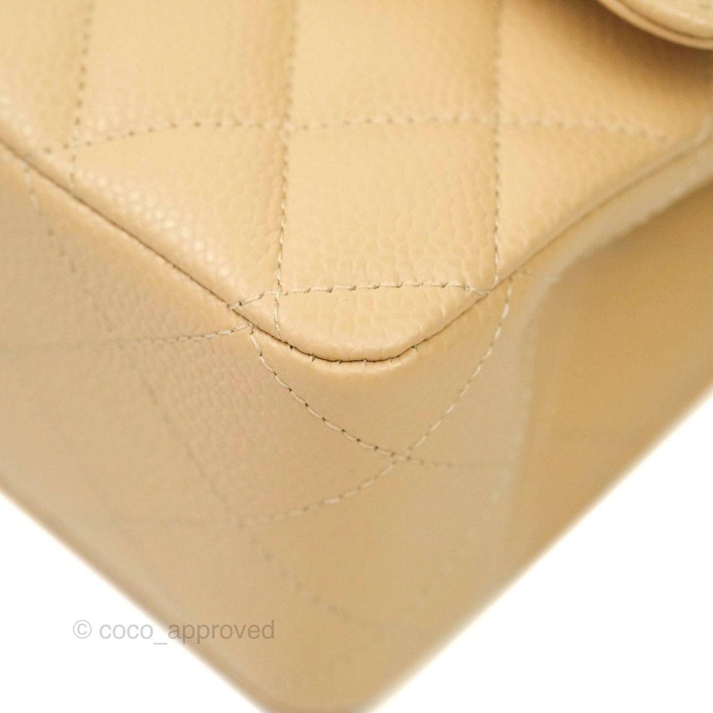 Chanel Classic M/L Medium Double Flap Beige Caviar Silver Hardware