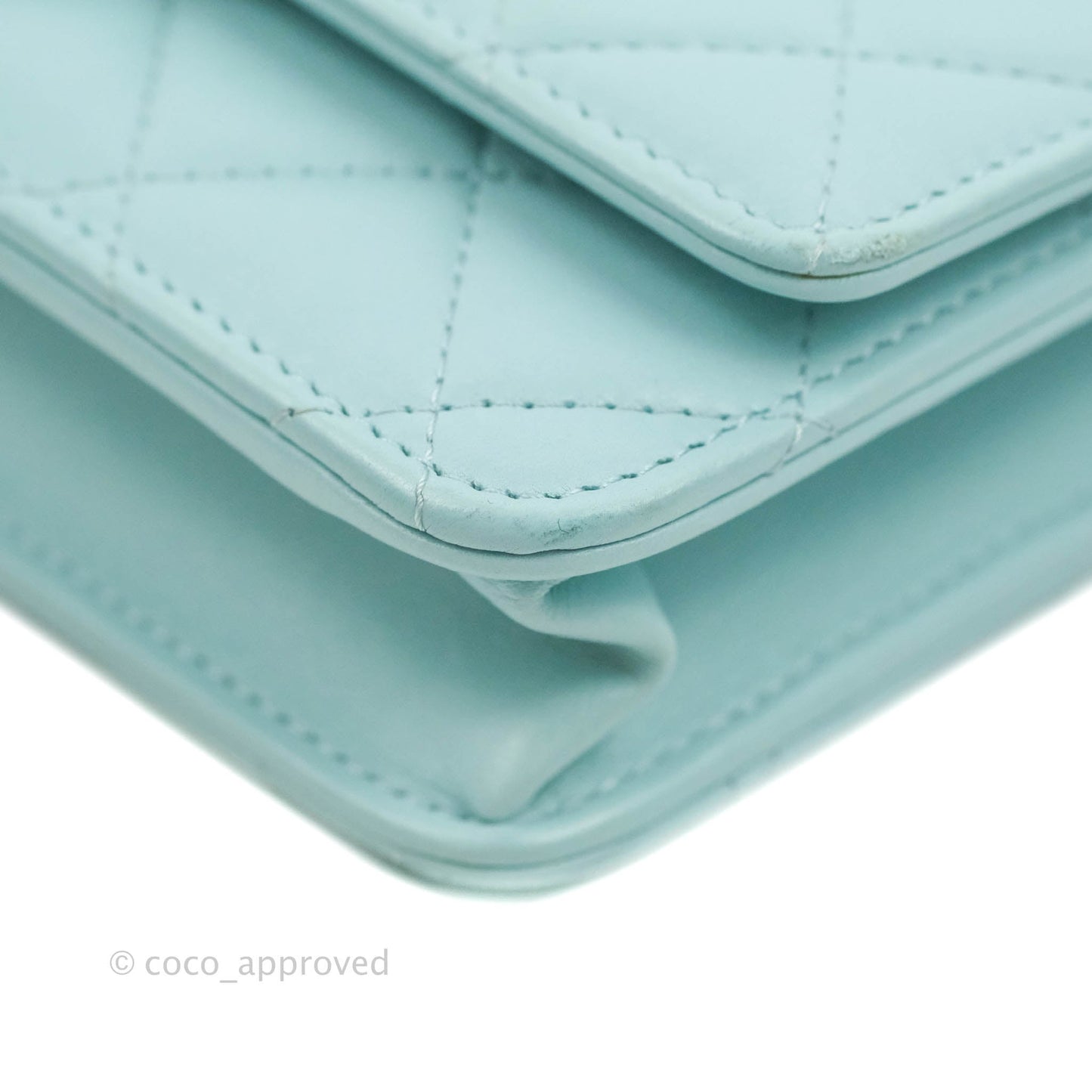 Chanel Trendy CC Quilted Wallet on Chain WOC Tiffany Blue Lambskin Gold Hardware