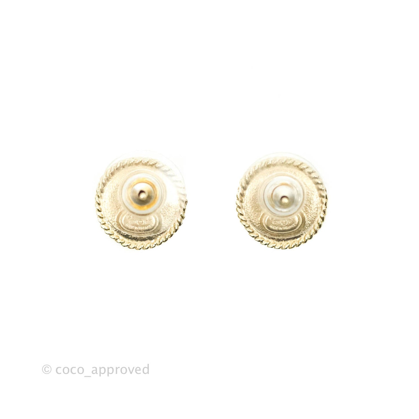 Chanel CC Crystal Round Earrings Gold Tone 21P