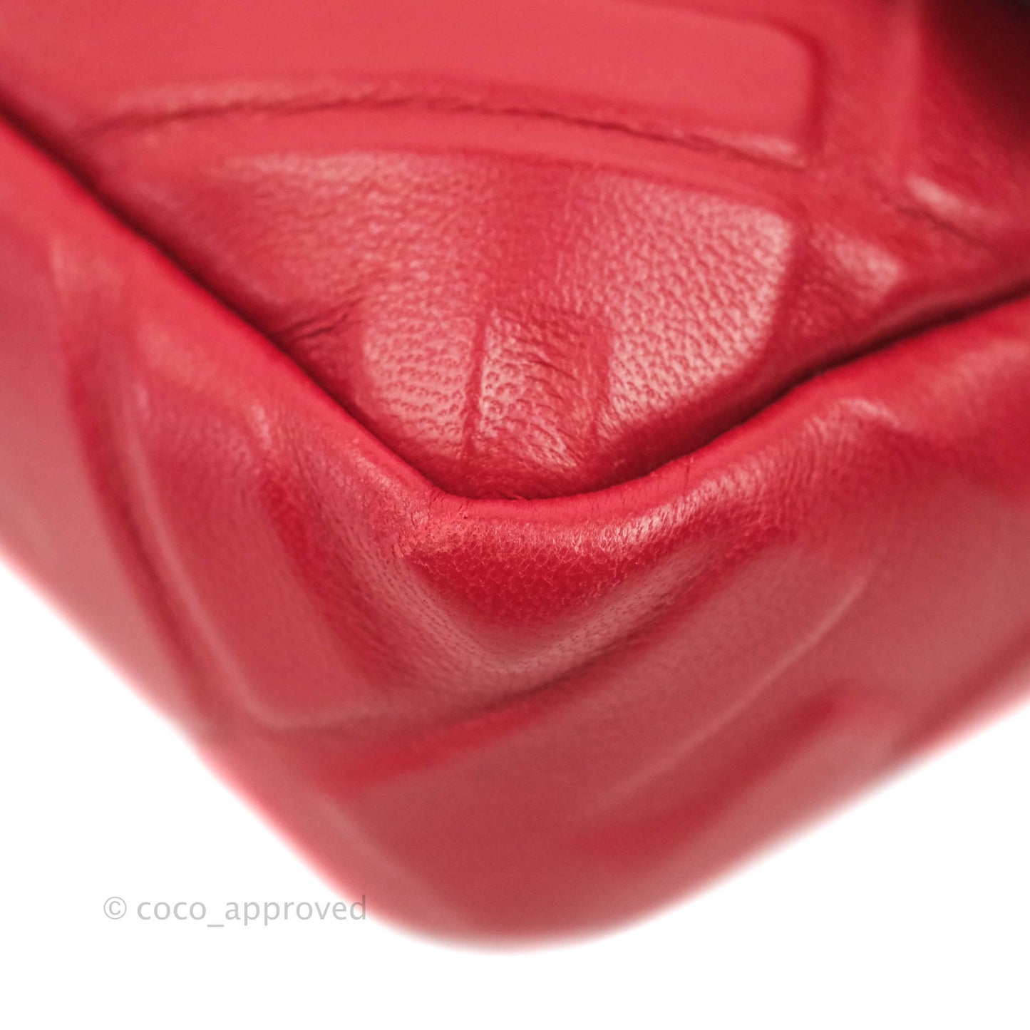 Fendi Nappa FF 1974 Embossed Mini Baguette Red