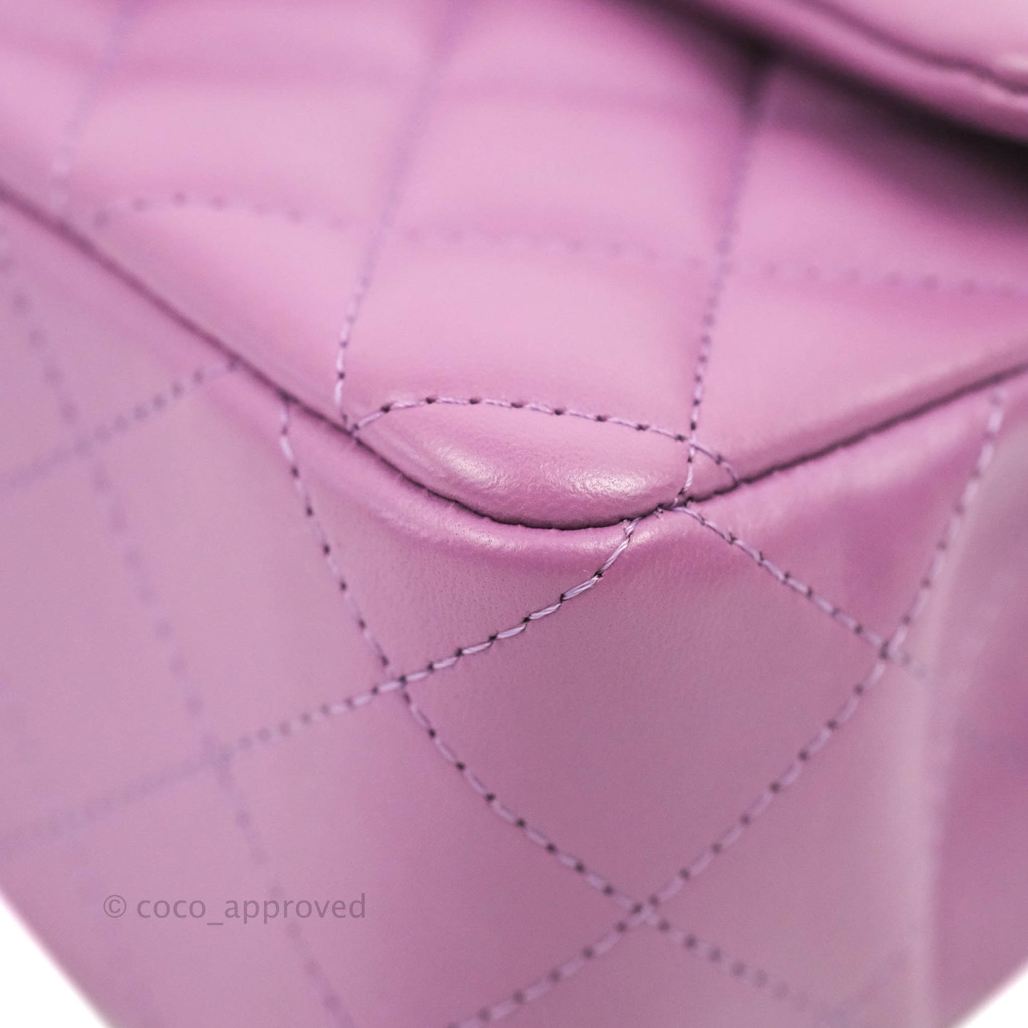 Chanel Quilted Mini Rectangular Flap Purple Lambskin Silver Hardware