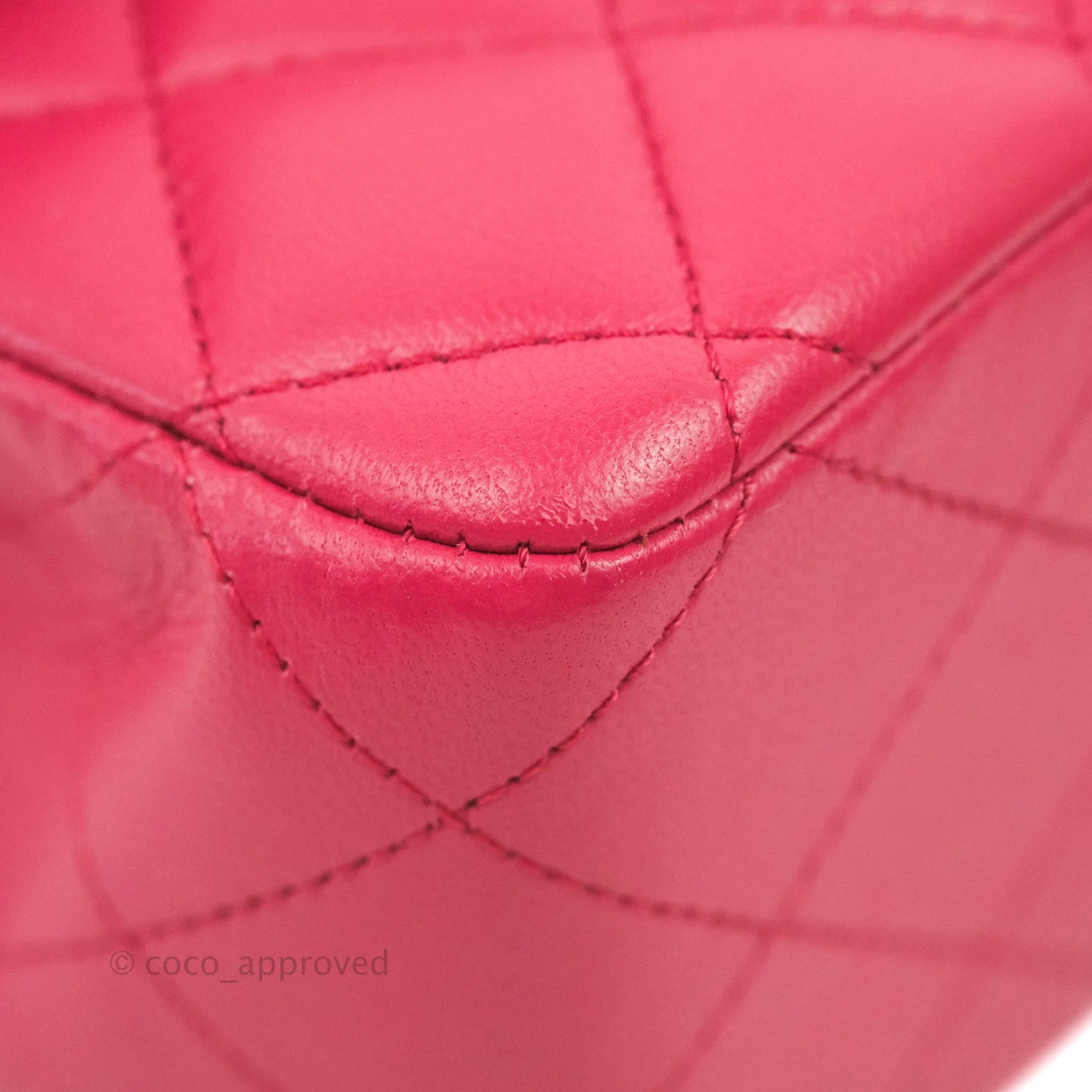 Chanel Classic Quilted M/L Medium Flap Dark Pink Lambskin Silver Hardware
