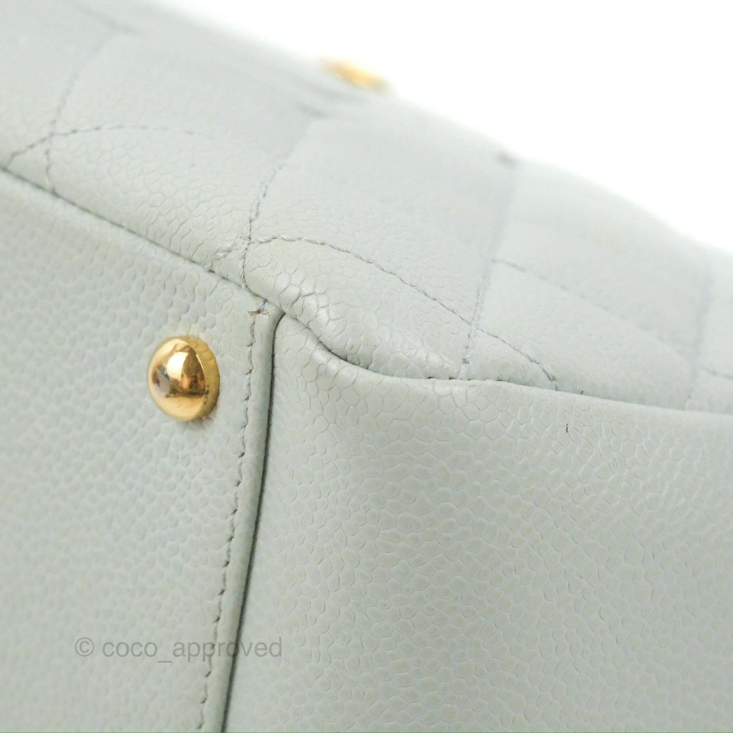 Chanel PTT Petite Timeless Shopping Tote Bag Light Tiffany Blue Caviar Gold Hardware
