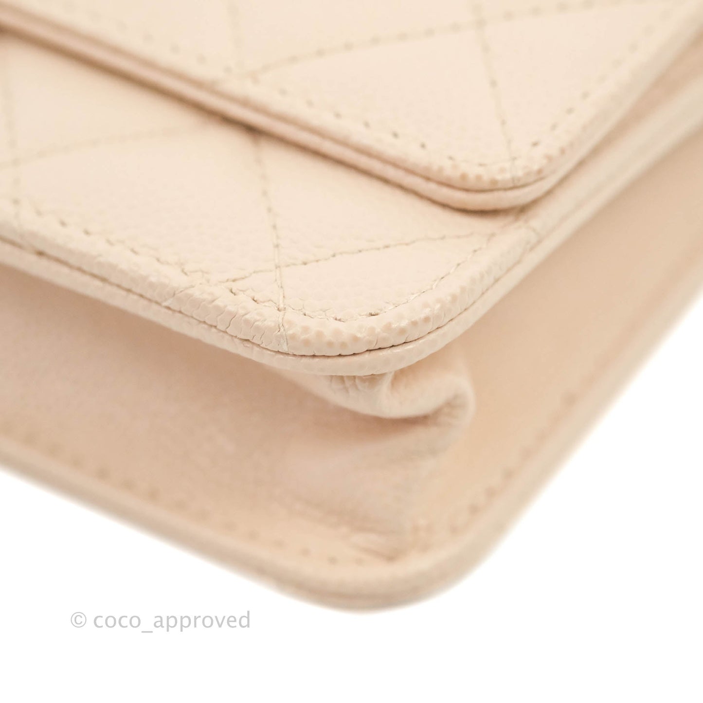 Chanel Quilted Golden Class Wallet on Chain WOC Light Beige Caviar Gold Hardware