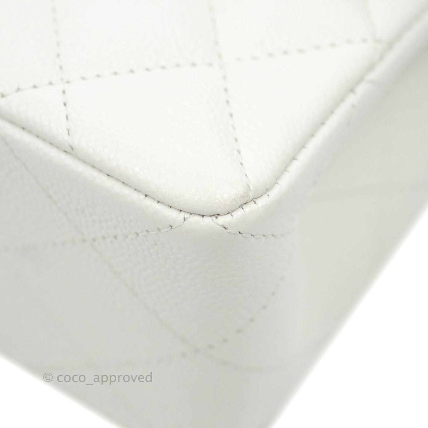 Chanel Small S/M Classic Quilted Flap White Caviar Gold Hardware