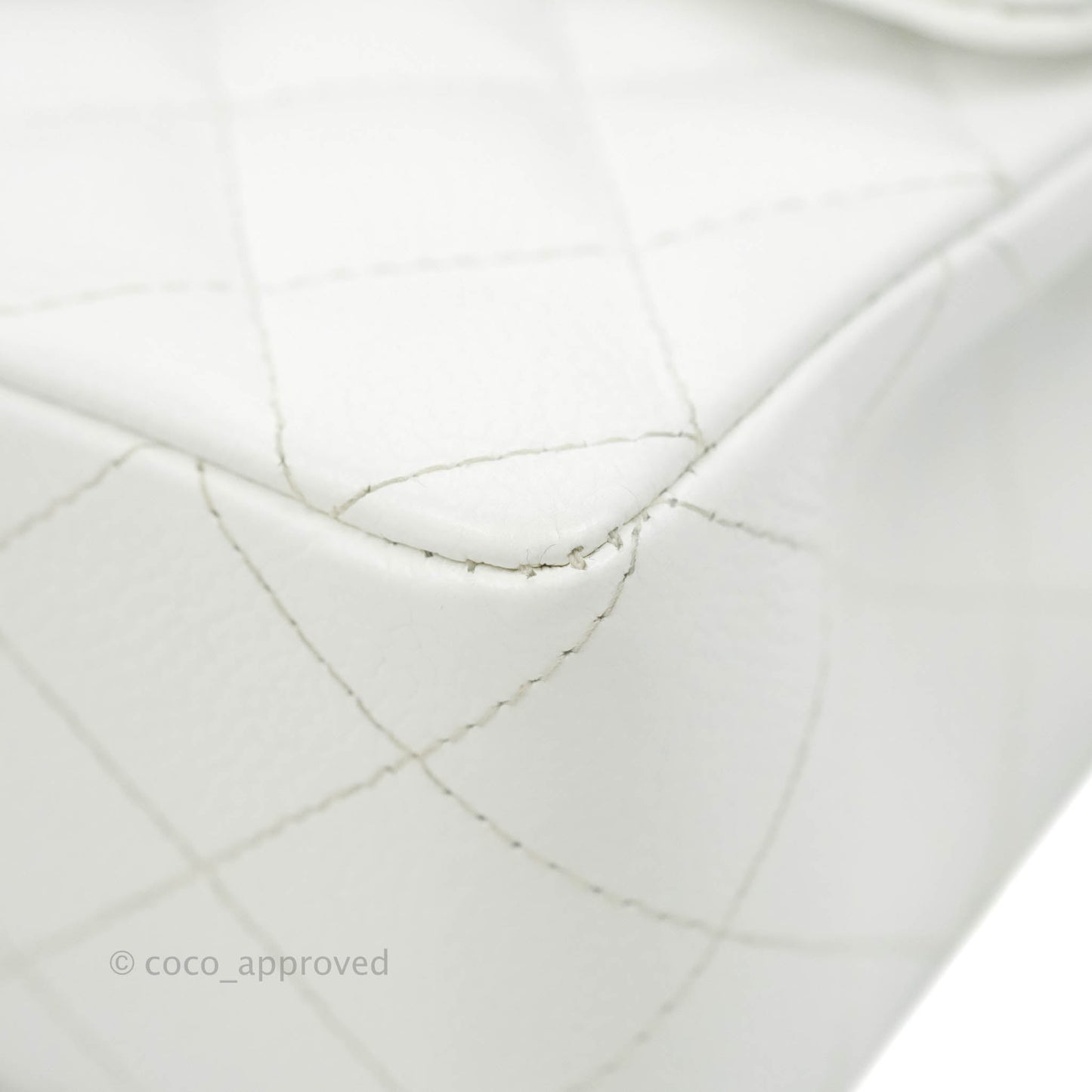 Chanel Quilted Vintage Mini Square Flap White Caviar Silver Hardware