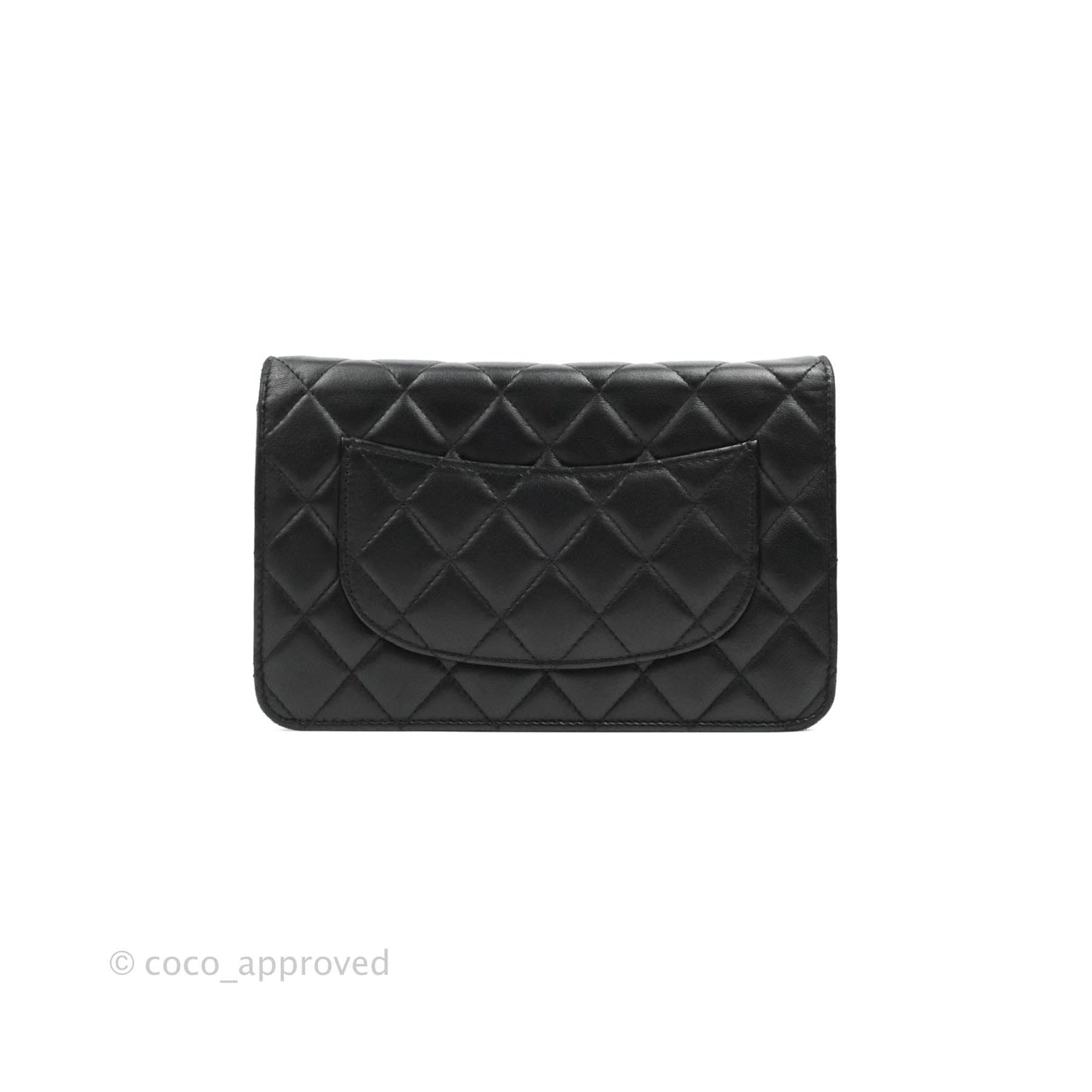 Chanel Classic Wallet On Chain Black Lambskin Silver Hardware
