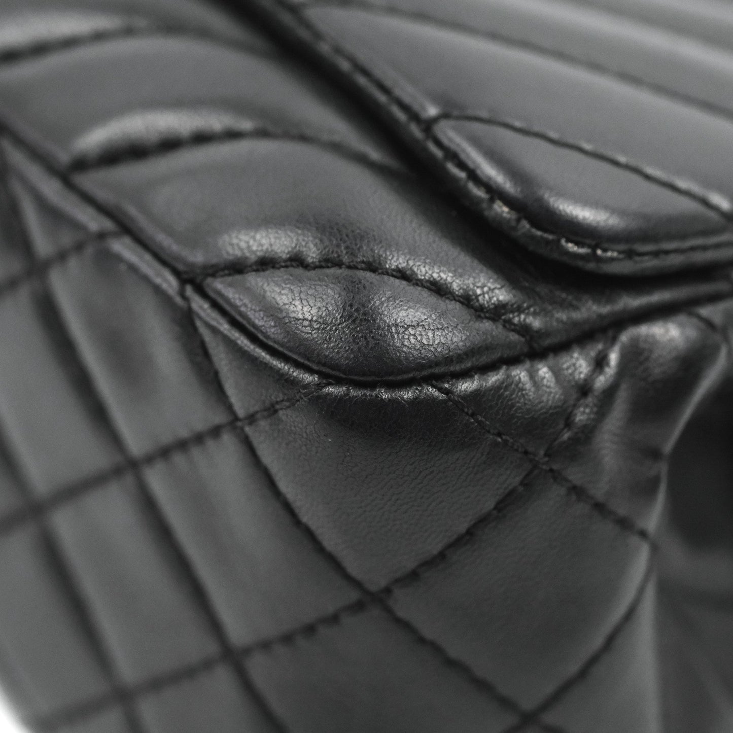 Chanel Surpique Chevron Medium Flap Black Silver Hardware