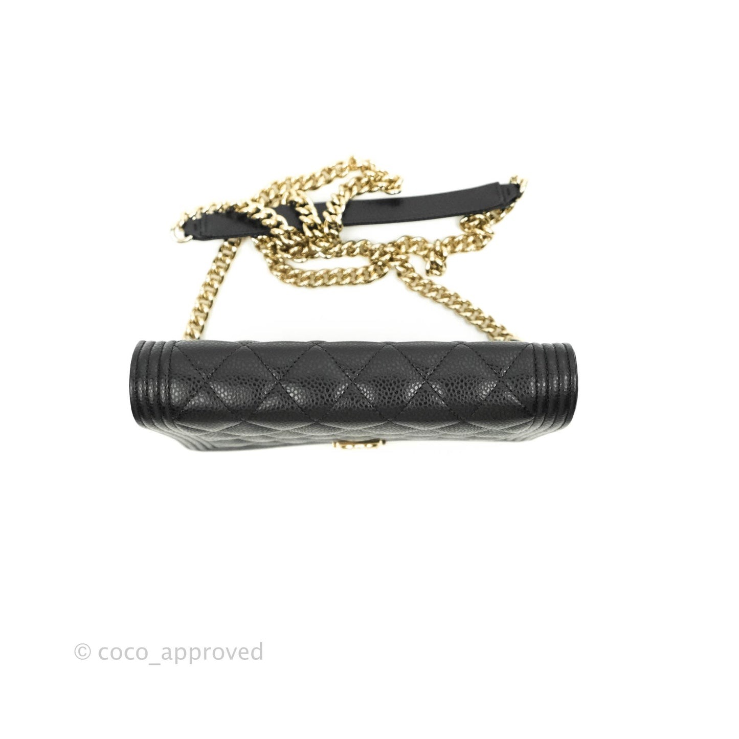 Chanel Quilted Boy Wallet on Chain WOC Black Caviar Gold Hardware