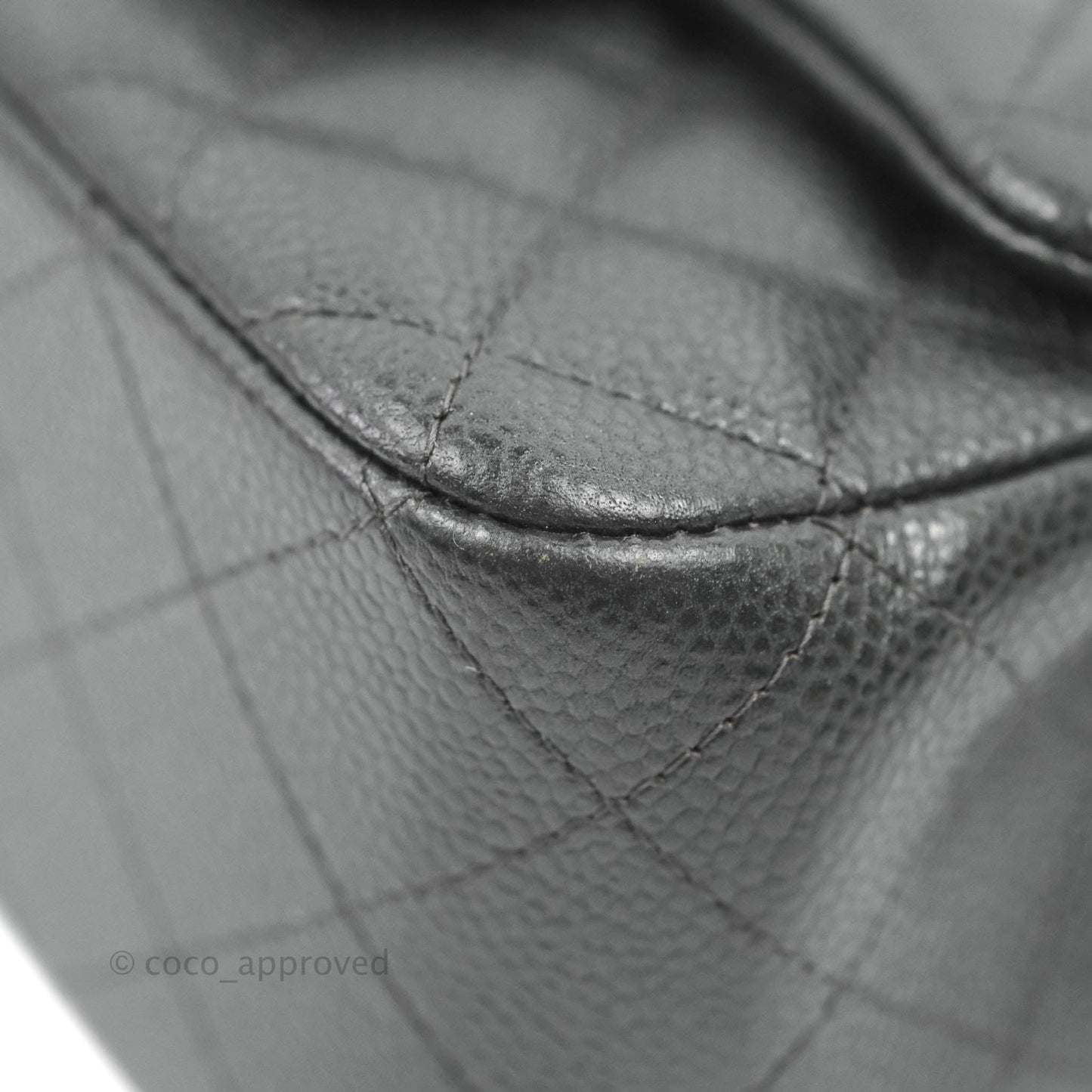 Chanel Quilted Mini Square Flap Bag Pearly Black Caviar Gold Hardware