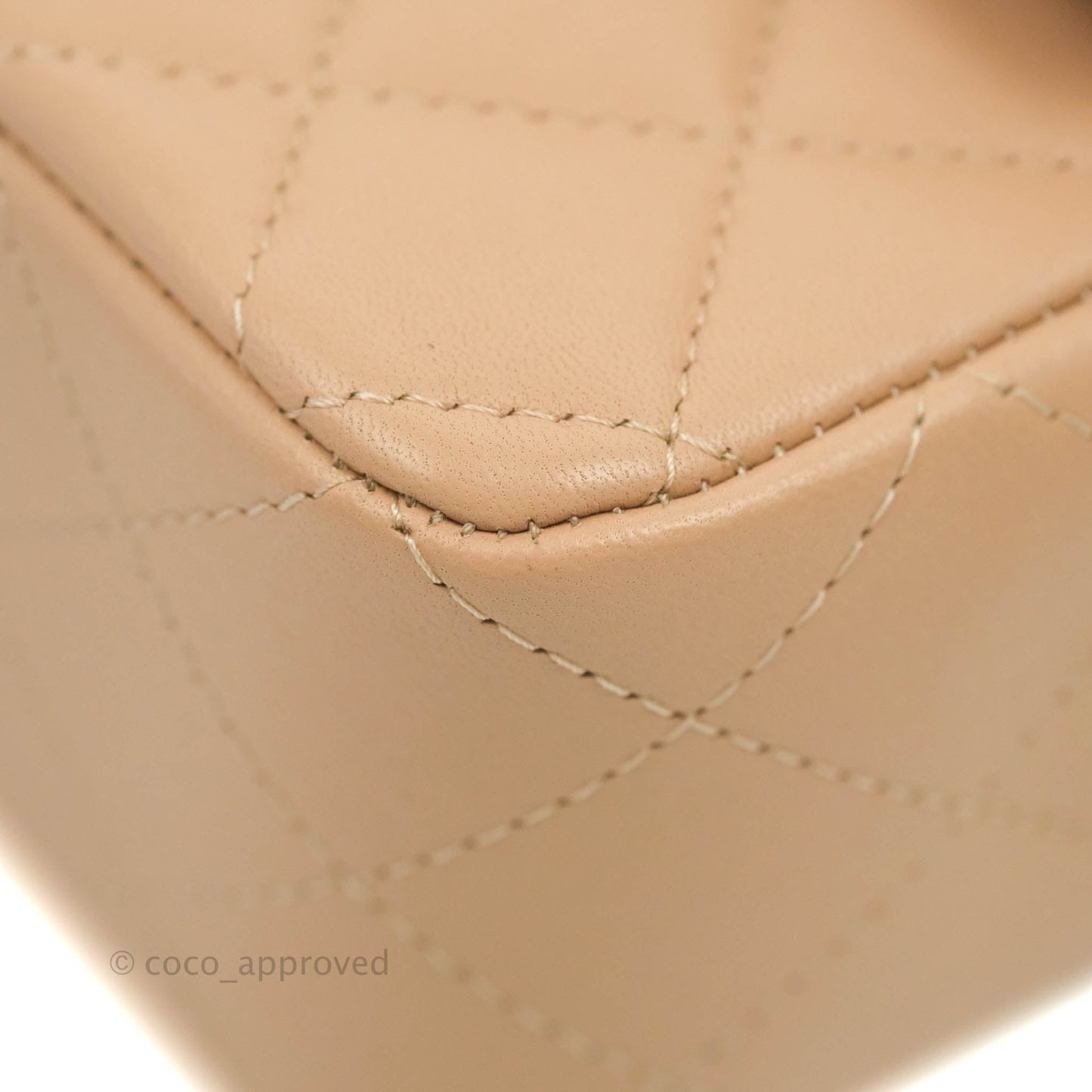 Chanel Top Handle Mini Rectangular Flap Bag Beige Lambskin Aged Gold Hardware