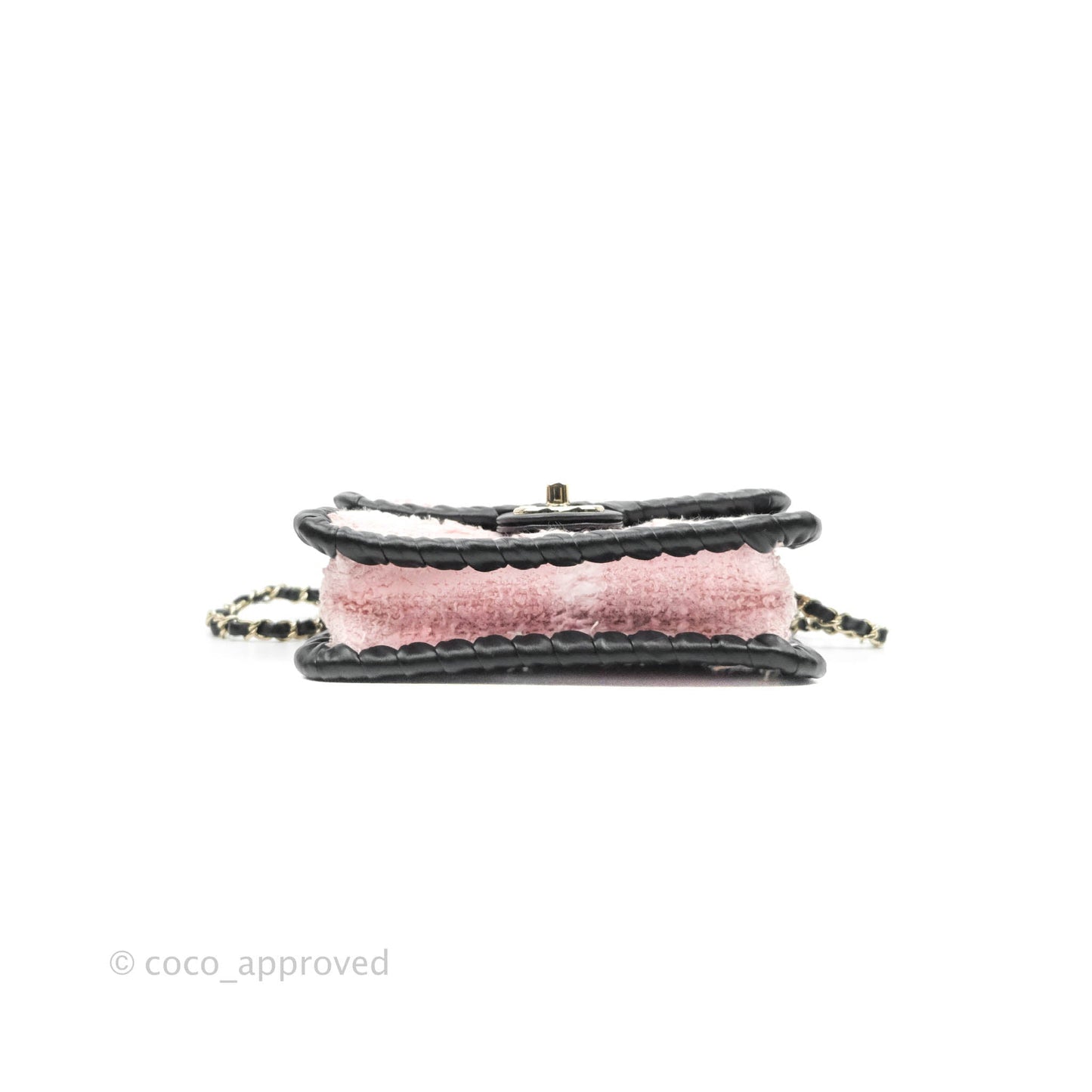 Chanel Mini My Own Frame Flap Pink White Tweed Braided Calfskin 22S