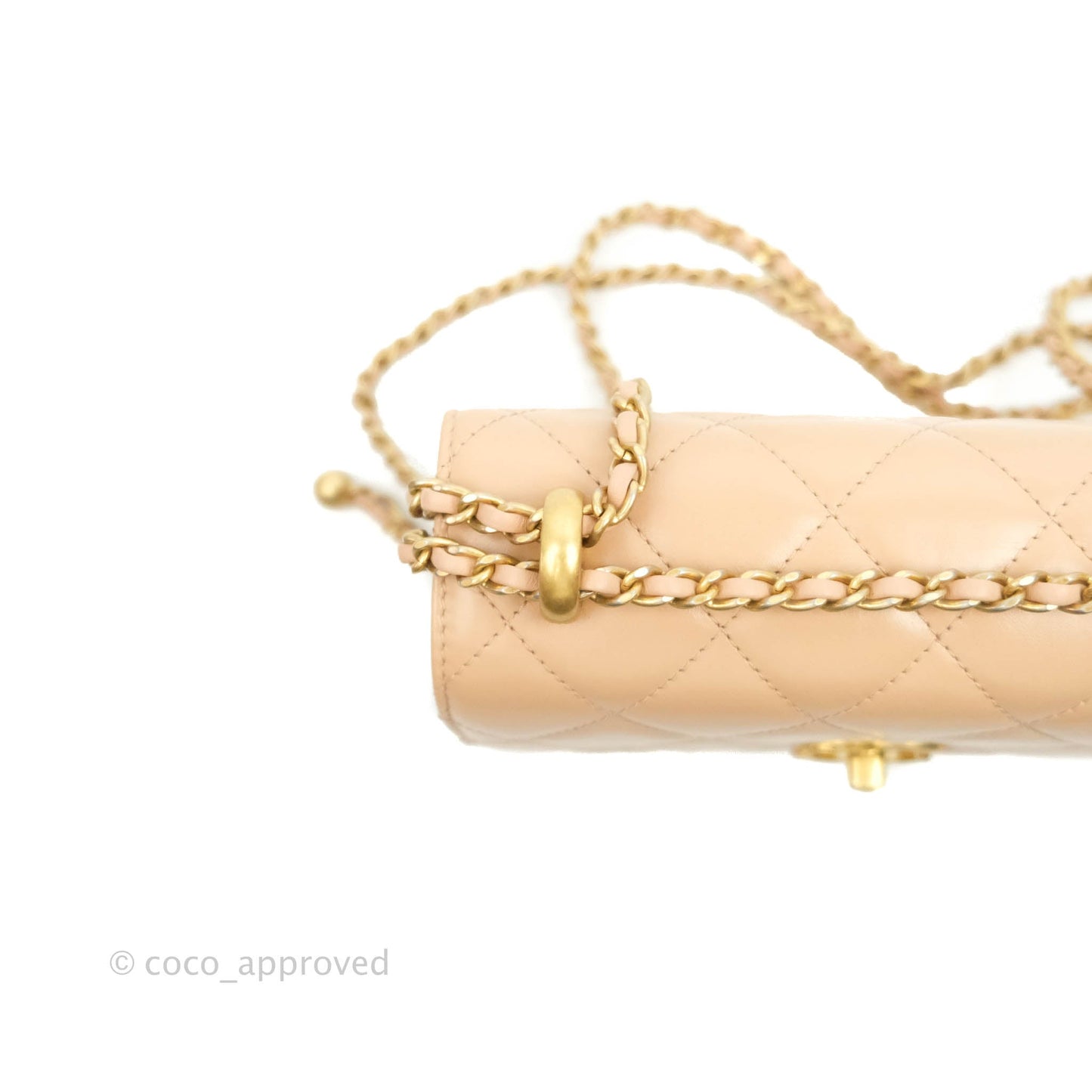 Chanel Quilted Mini Perfect Fit Adjustable Beige Calfskin Gold Hardware 21A
