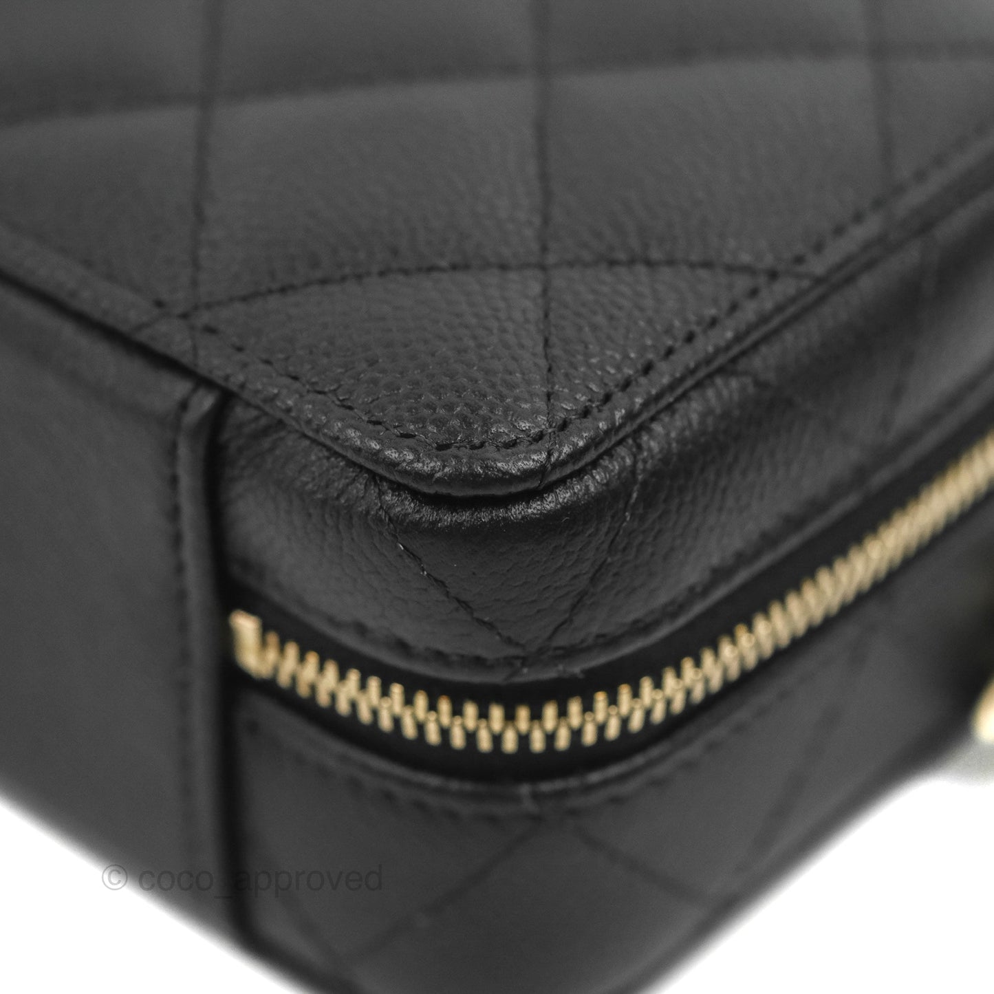 Chanel Vanity Handle With Chain Black Caviar Gold Hardware 22P