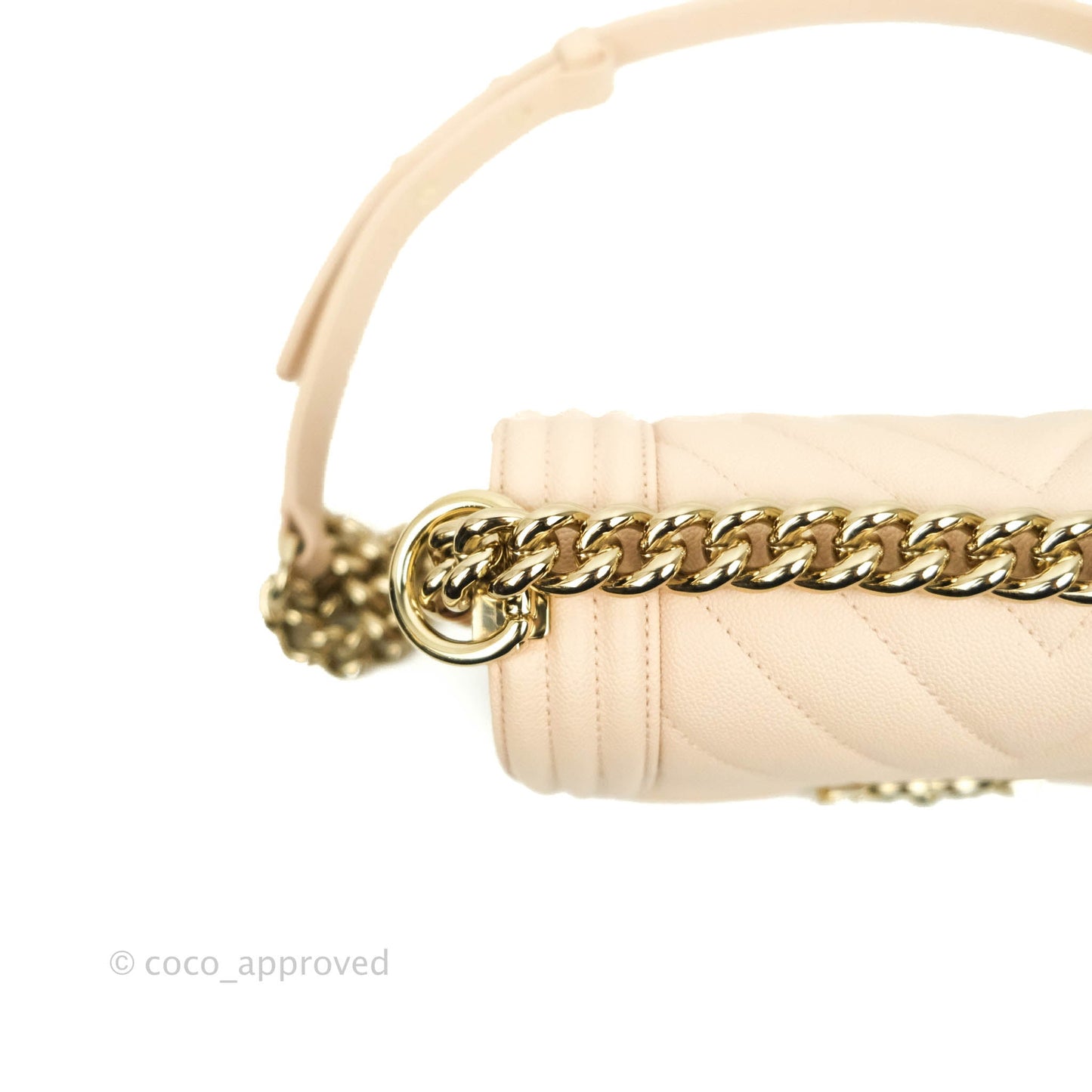 Chanel Small Boy Chevron Light Pink Caviar Gold Hardware