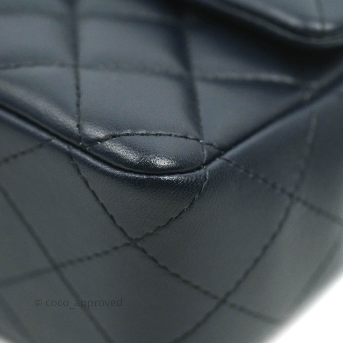 Chanel Quilted Mini Rectangular Flap Navy Lambskin Gold Hardware