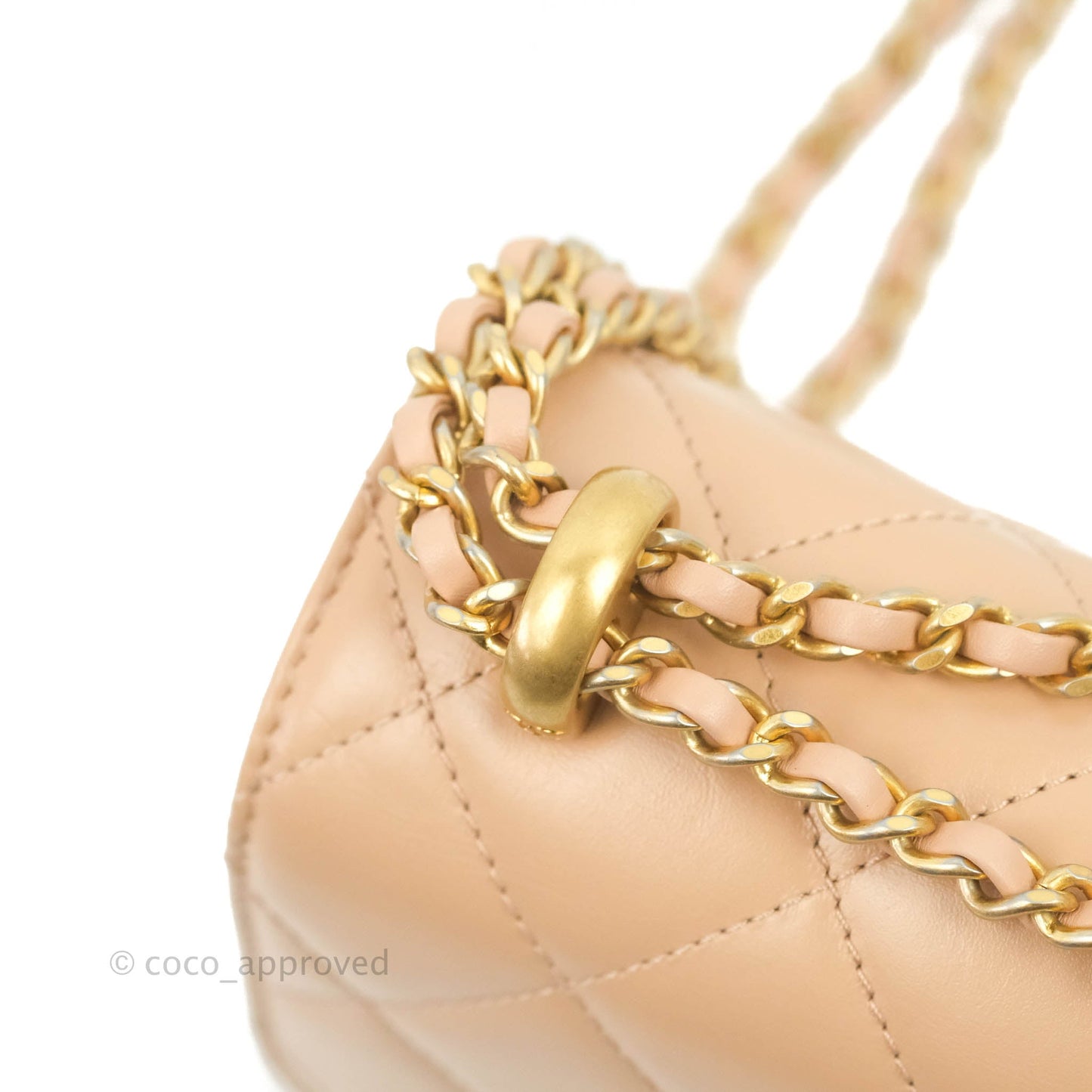 Chanel Quilted Perfect Fit Adjustable Beige Calfskin Gold Hardware 21A