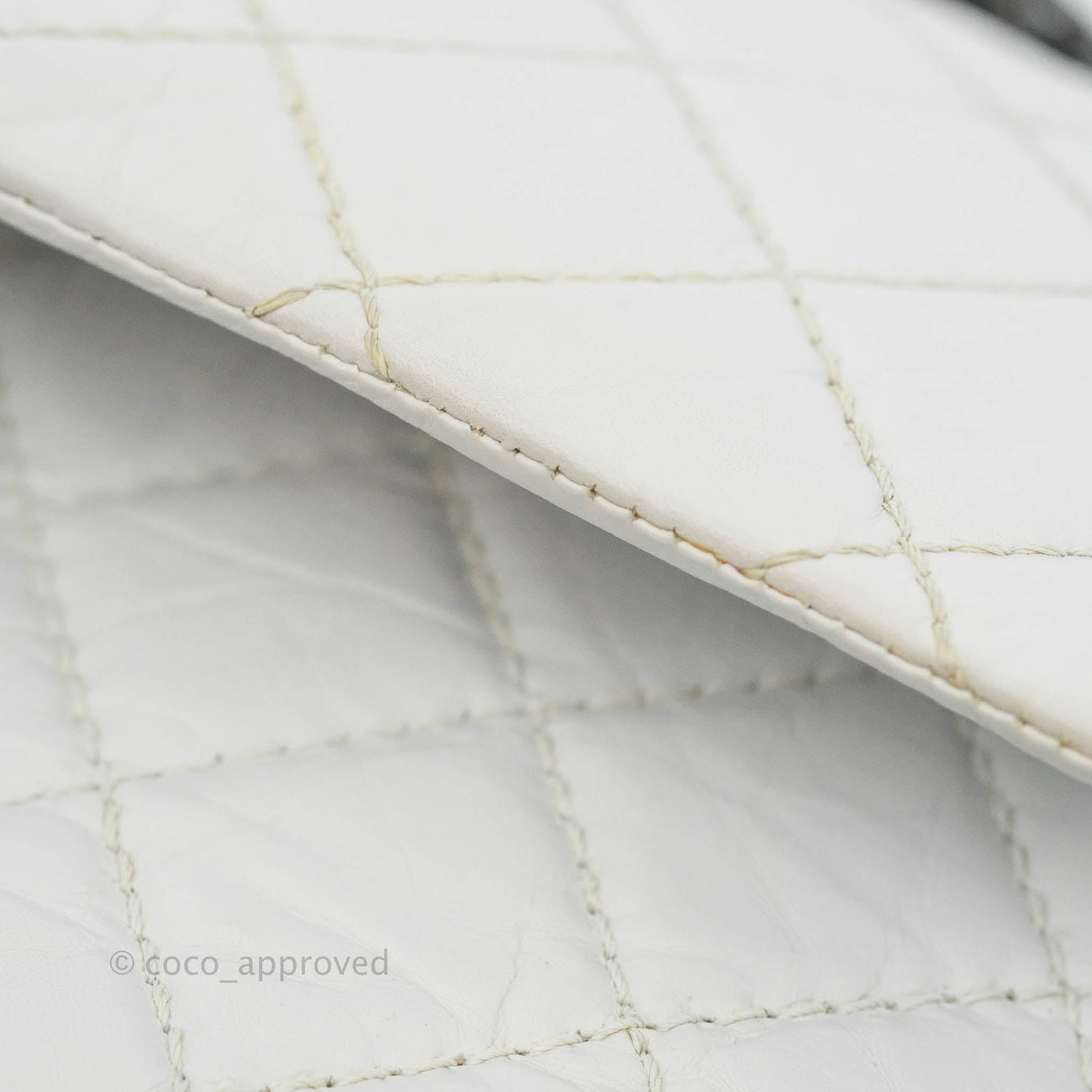 Chanel Quilted Reissue 226 Flap White Aged Calfskin Gun Metal Hardware
