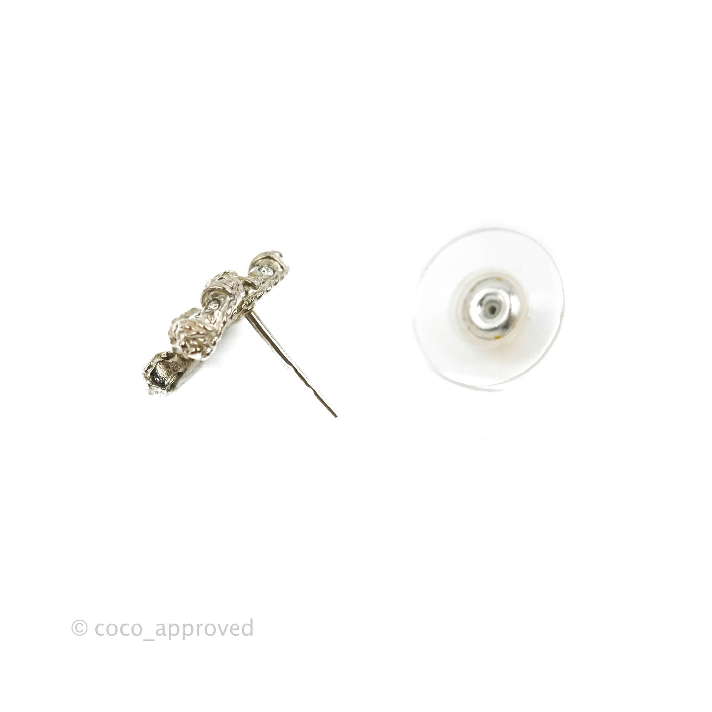Chanel CC Earrings Silver Tone 15C